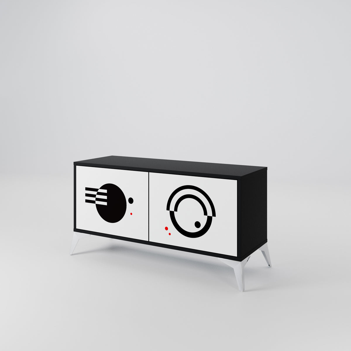 BLACK AND WHITE COMBINATION Mueble de TV Compacto de 2 puertas
