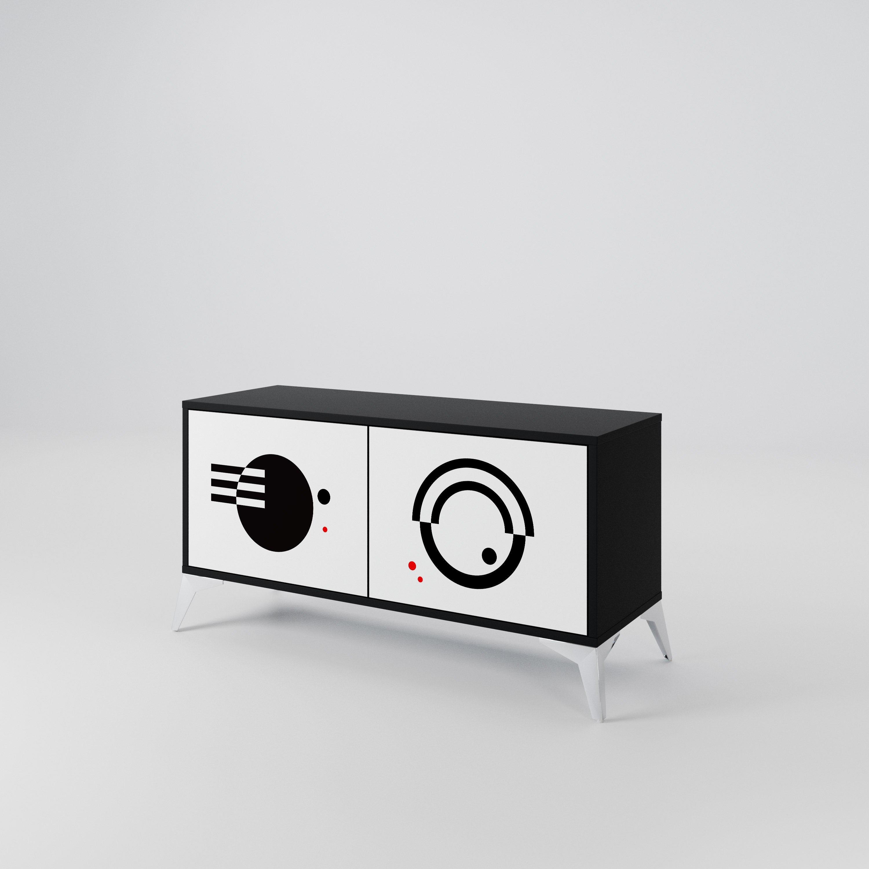 BLACK AND WHITE COMBINATION Mueble de TV Compacto de 2 puertas