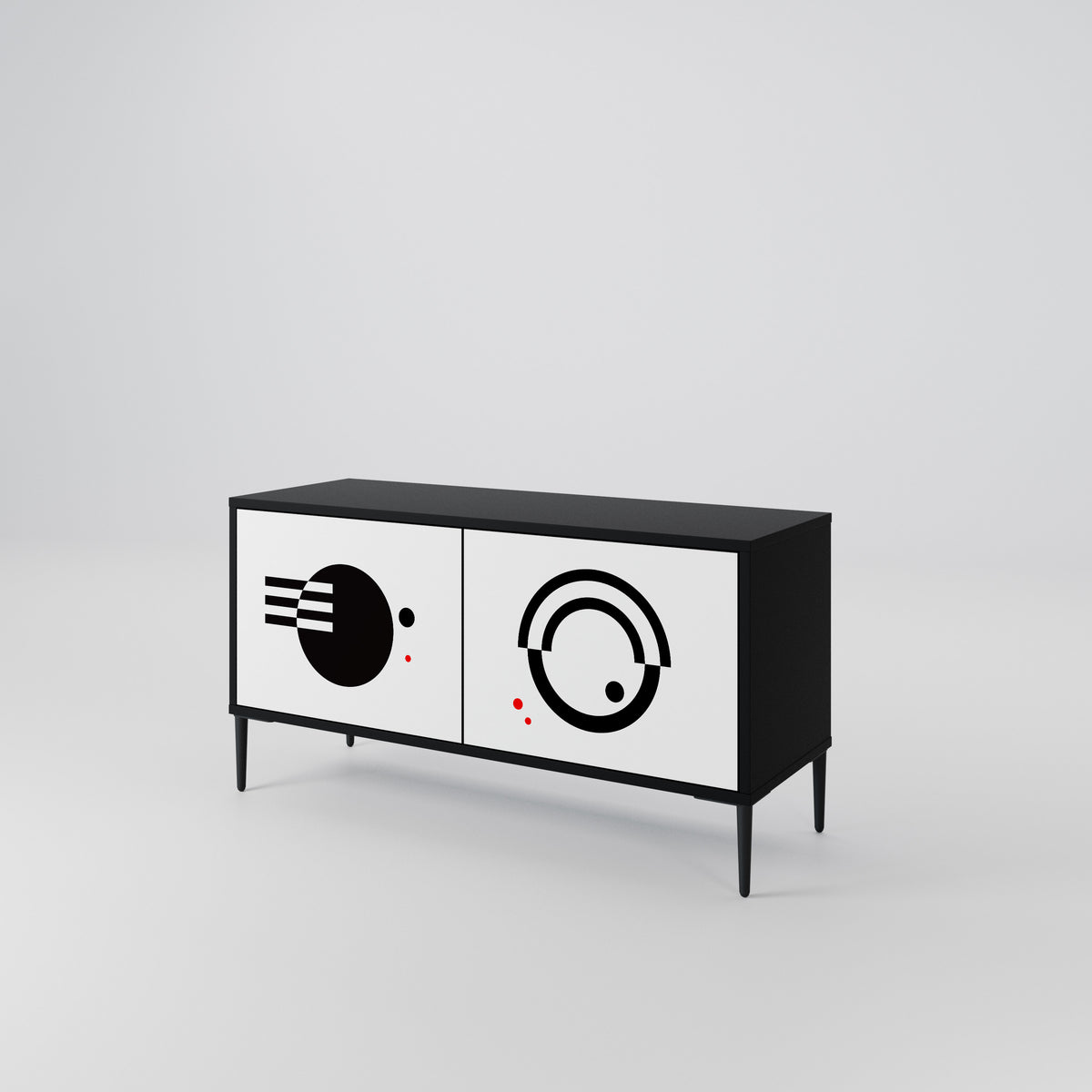 BLACK AND WHITE COMBINATION Mueble de TV Compacto de 2 puertas