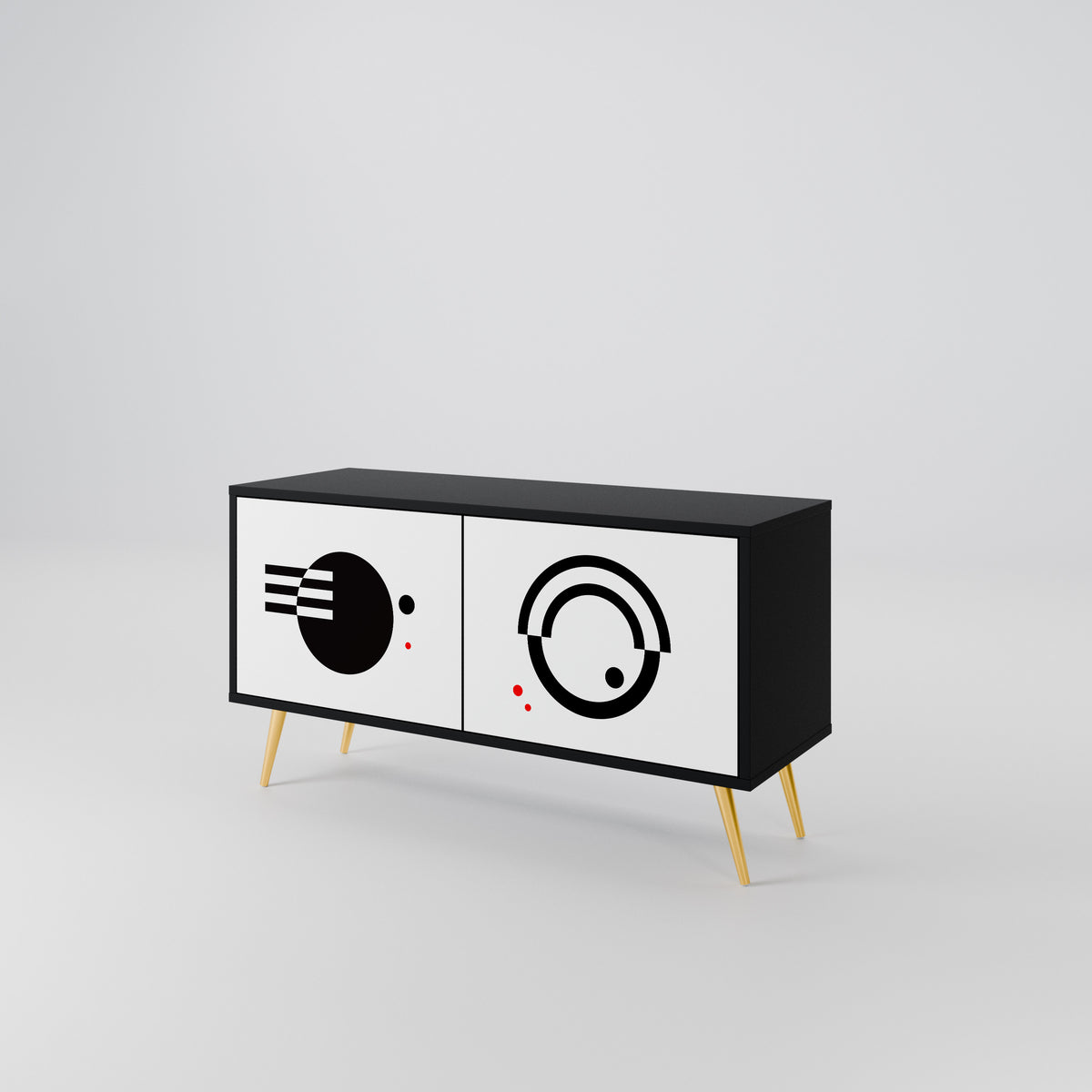 BLACK AND WHITE COMBINATION Mueble de TV Compacto de 2 puertas