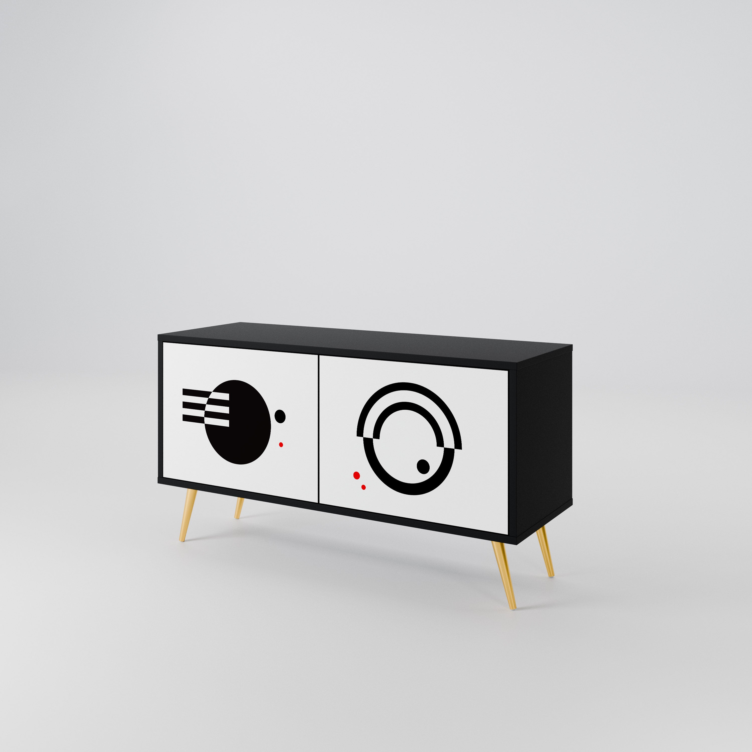 BLACK AND WHITE COMBINATION Mueble de TV Compacto de 2 puertas