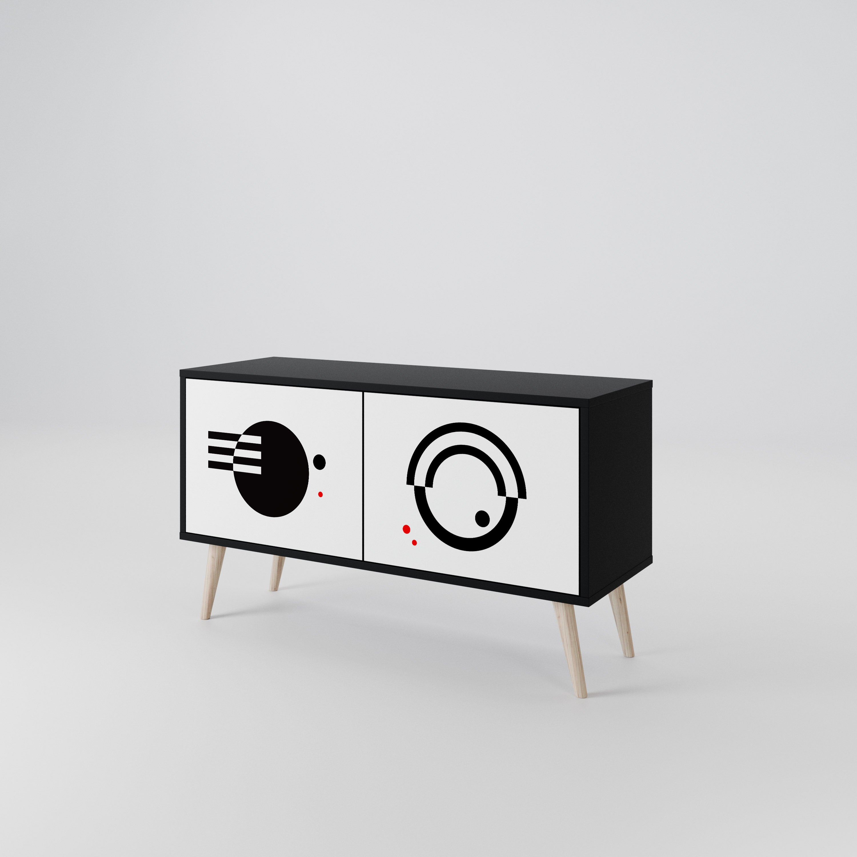 BLACK AND WHITE COMBINATION Mueble de TV Compacto de 2 puertas