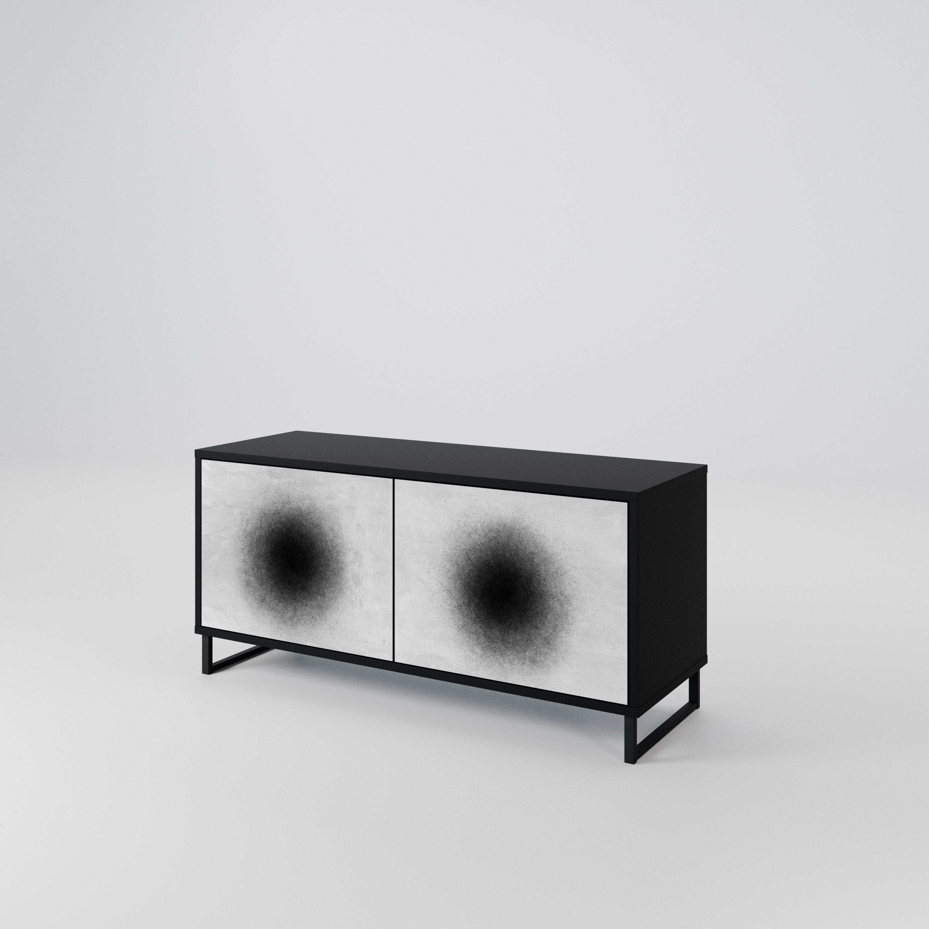 BLACK HOLE Mueble de TV Compacto de 2 puertas