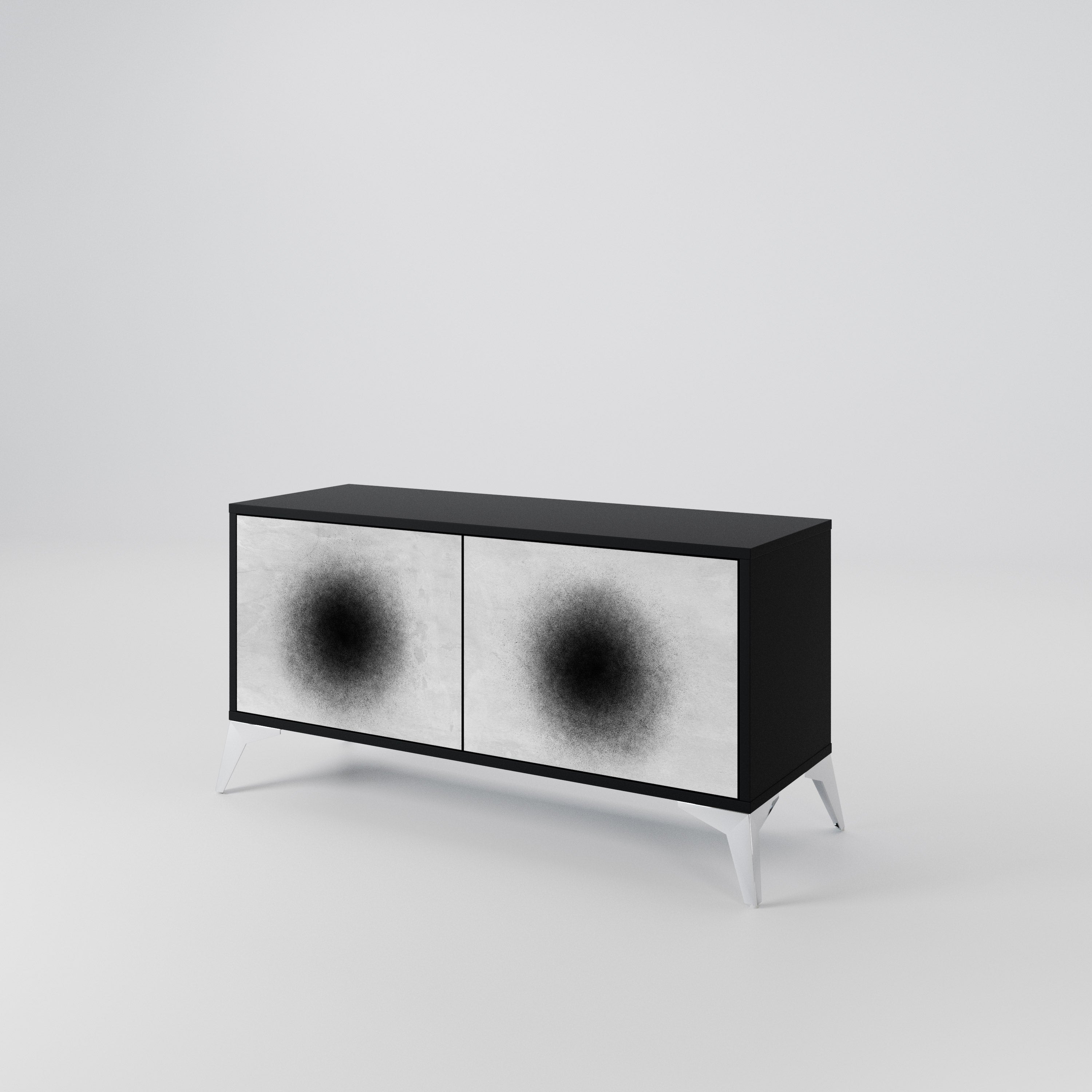 BLACK HOLE Mueble de TV Compacto de 2 puertas