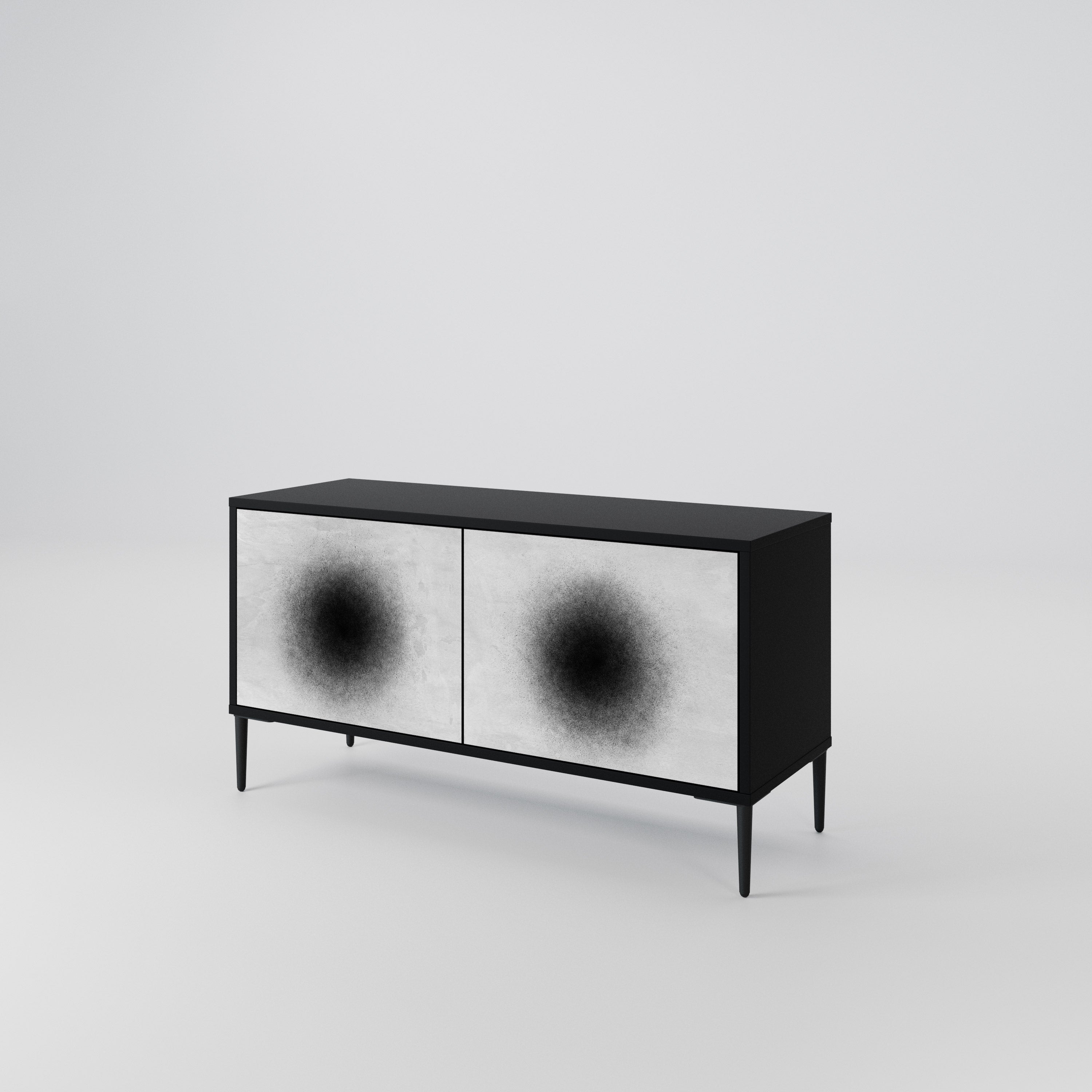BLACK HOLE Mueble de TV Compacto de 2 puertas