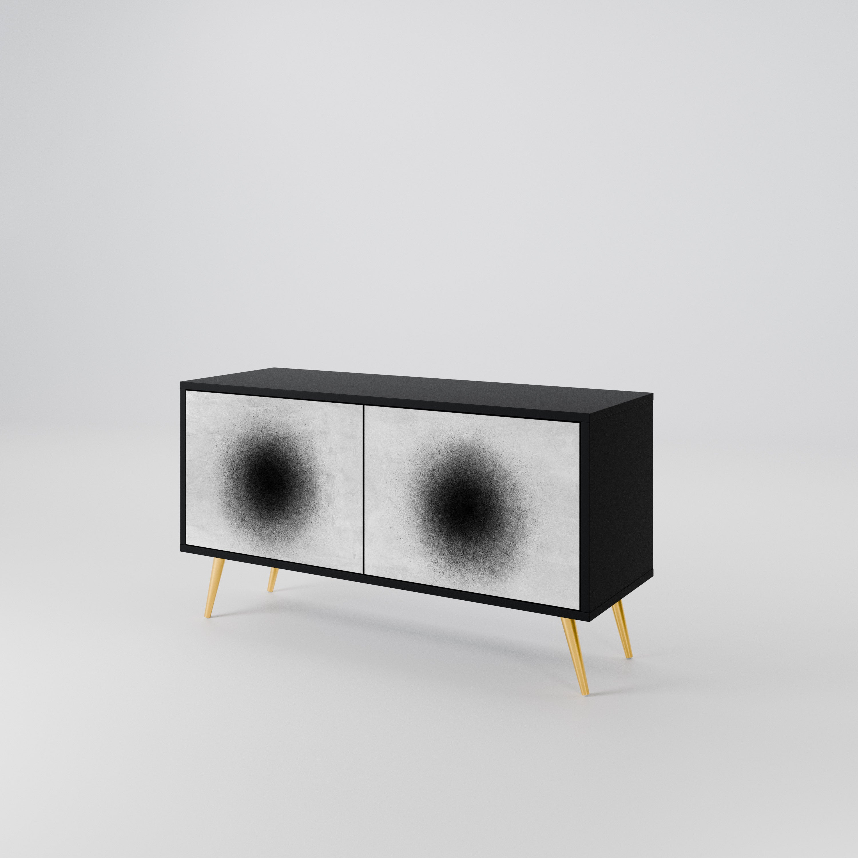 BLACK HOLE Mueble de TV Compacto de 2 puertas