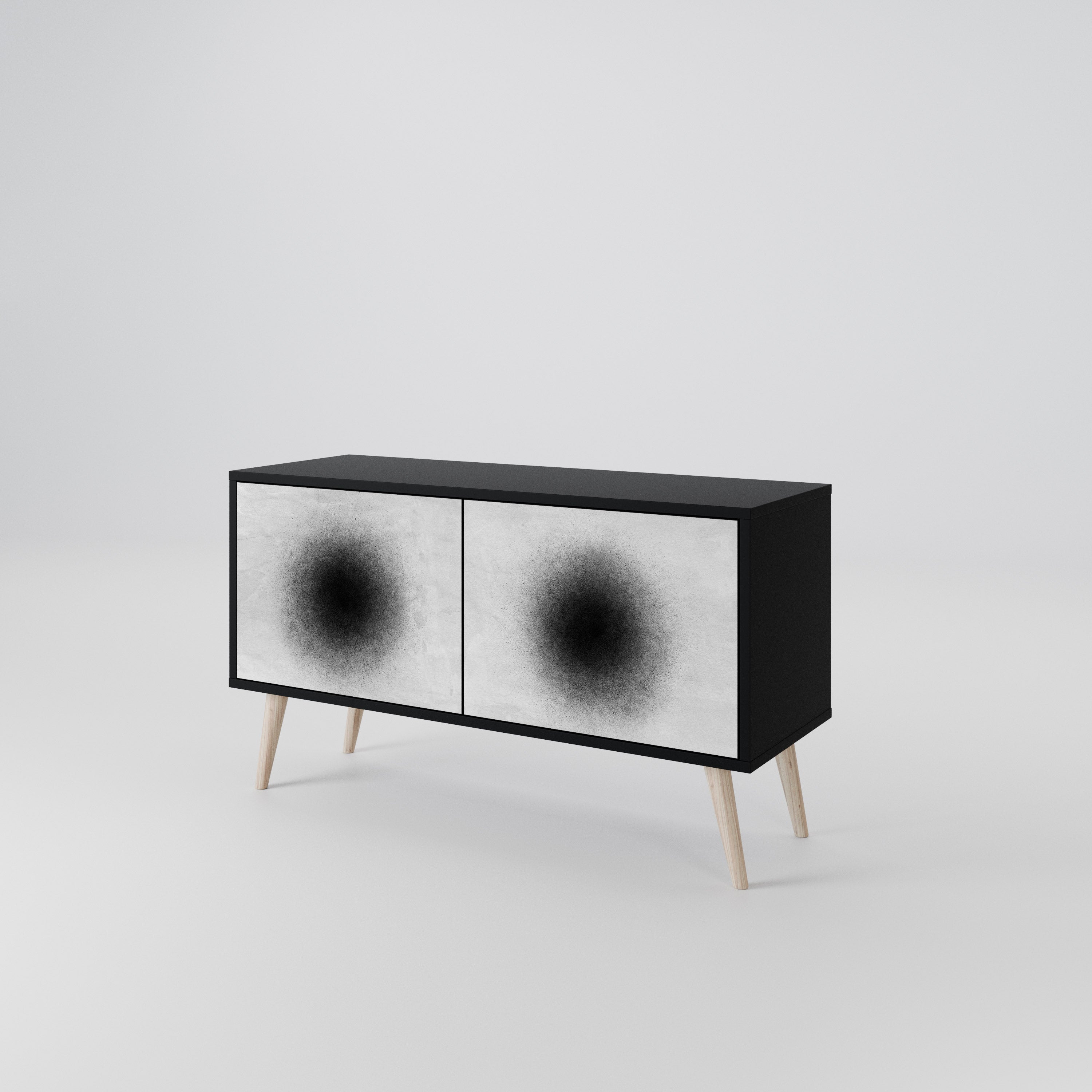 BLACK HOLE Mueble de TV Compacto de 2 puertas
