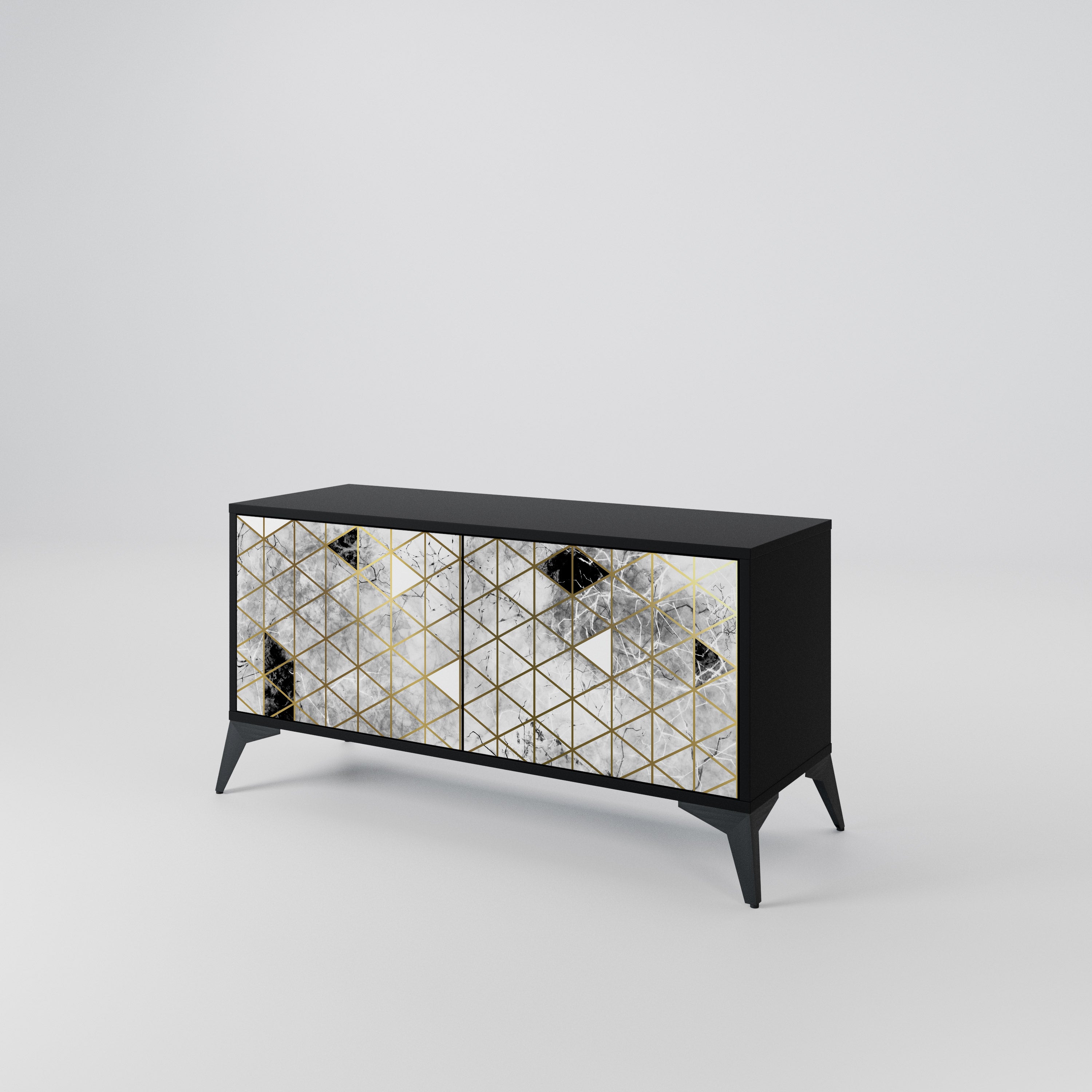 ASHEN ARIA Mueble de TV Compacto de 2 puertas