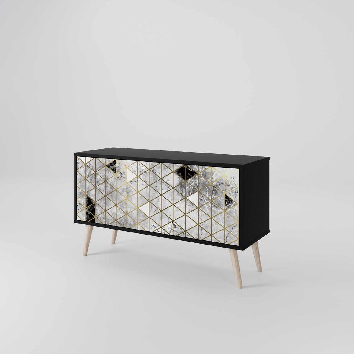 ASHEN ARIA Mueble de TV Compacto de 2 puertas