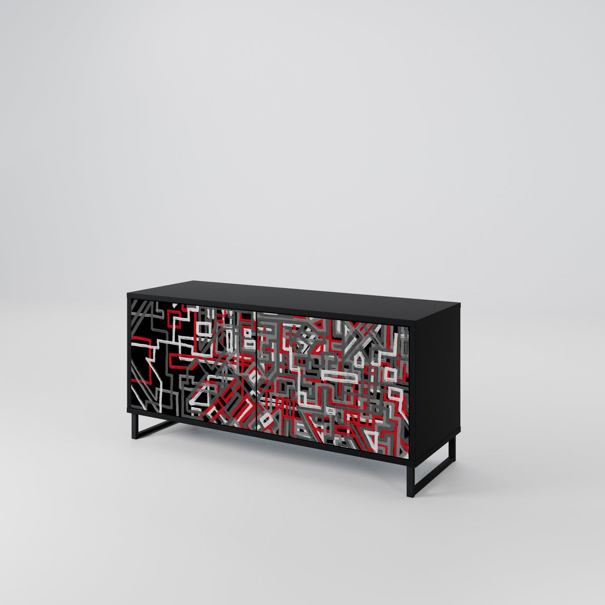 BROKEN LINES Mueble de TV Compacto de 2 puertas