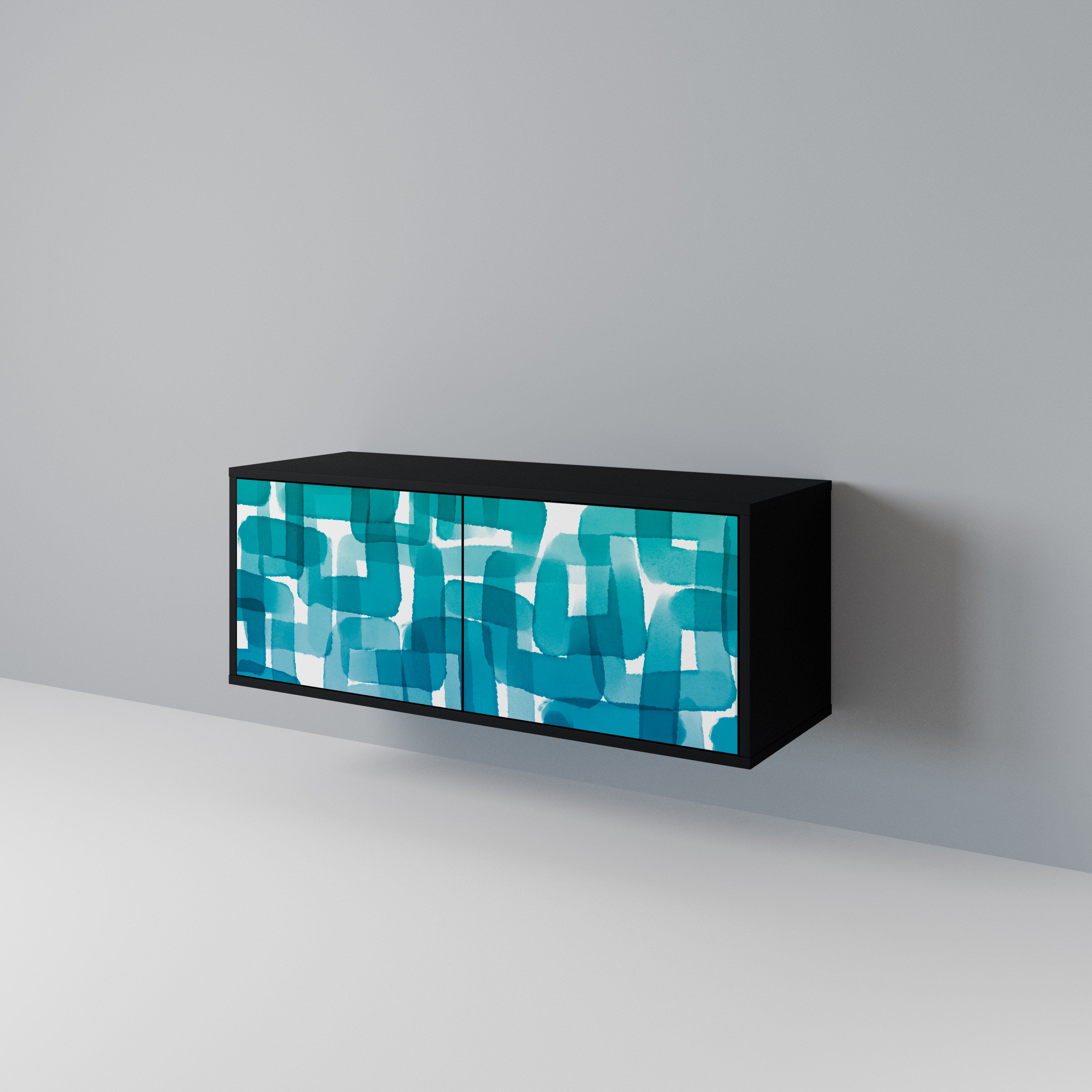 TURQUOISE RECTANGLES Mueble de TV Compacto de 2 puertas