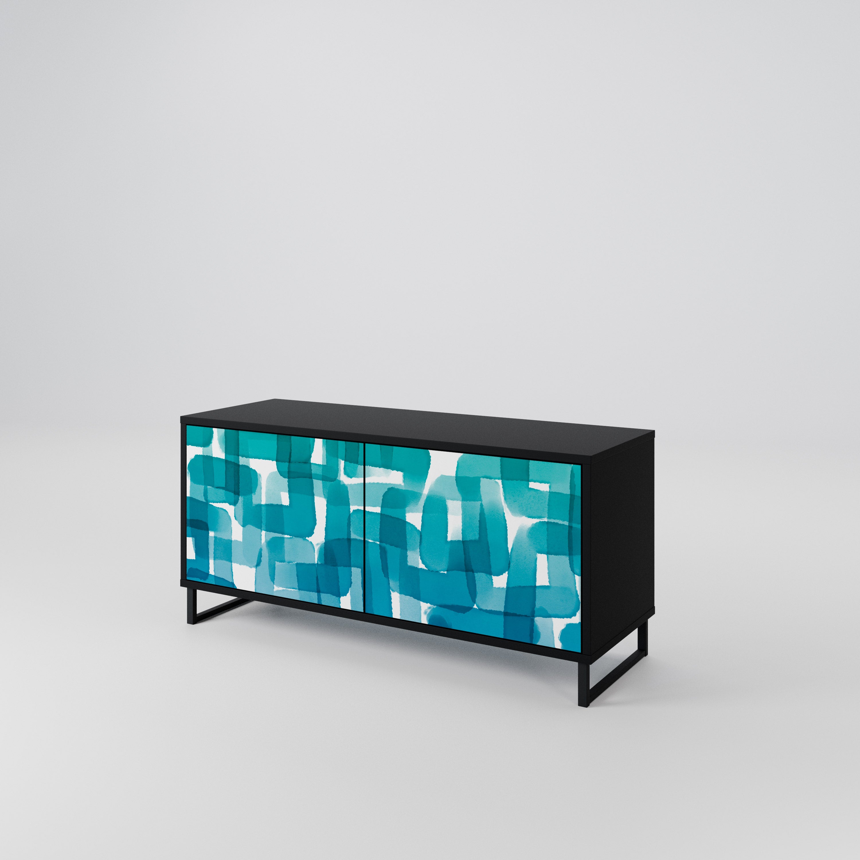 TURQUOISE RECTANGLES Mueble de TV Compacto de 2 puertas