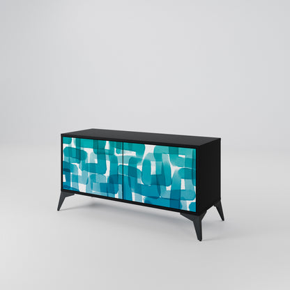 TURQUOISE RECTANGLES Mueble de TV Compacto de 2 puertas