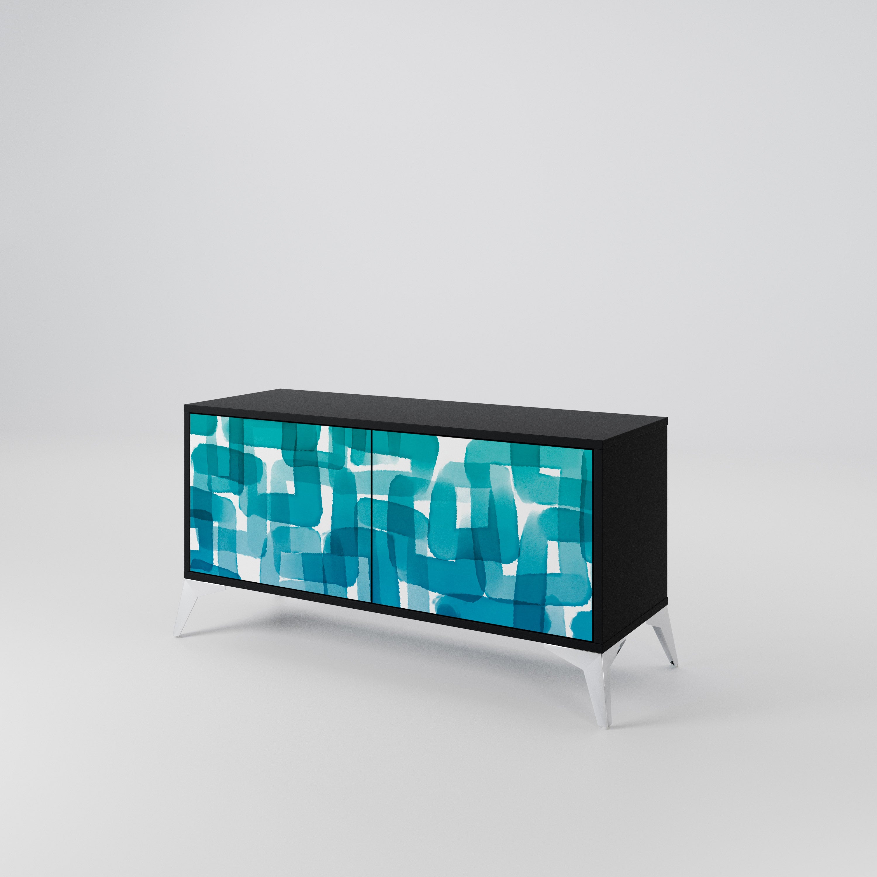 TURQUOISE RECTANGLES Mueble de TV Compacto de 2 puertas