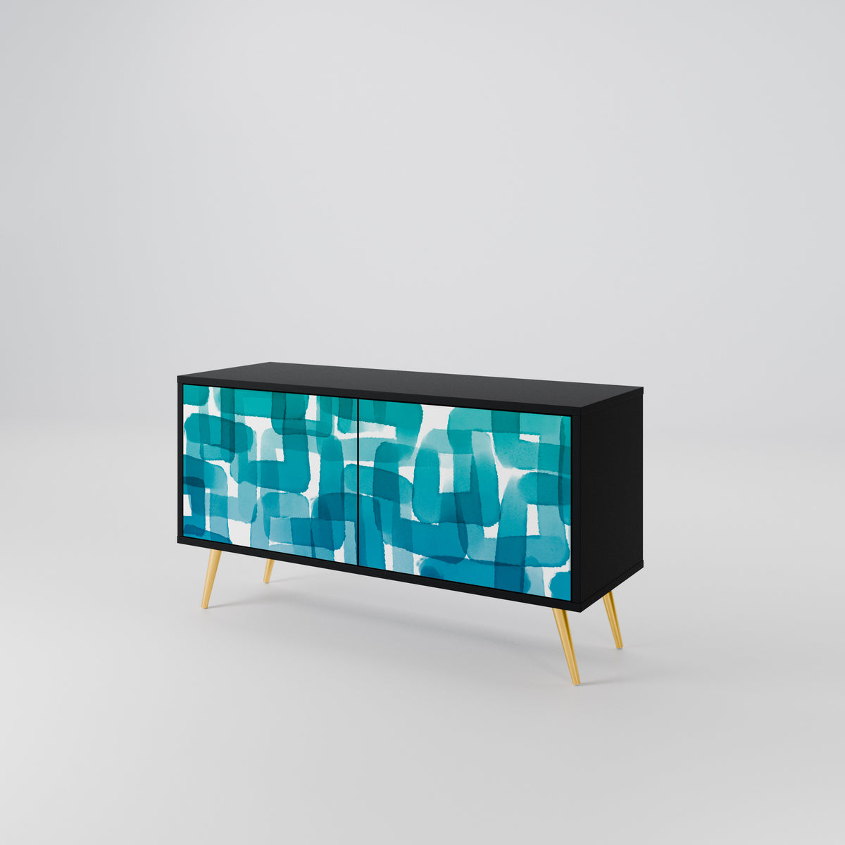 TURQUOISE RECTANGLES Mueble de TV Compacto de 2 puertas