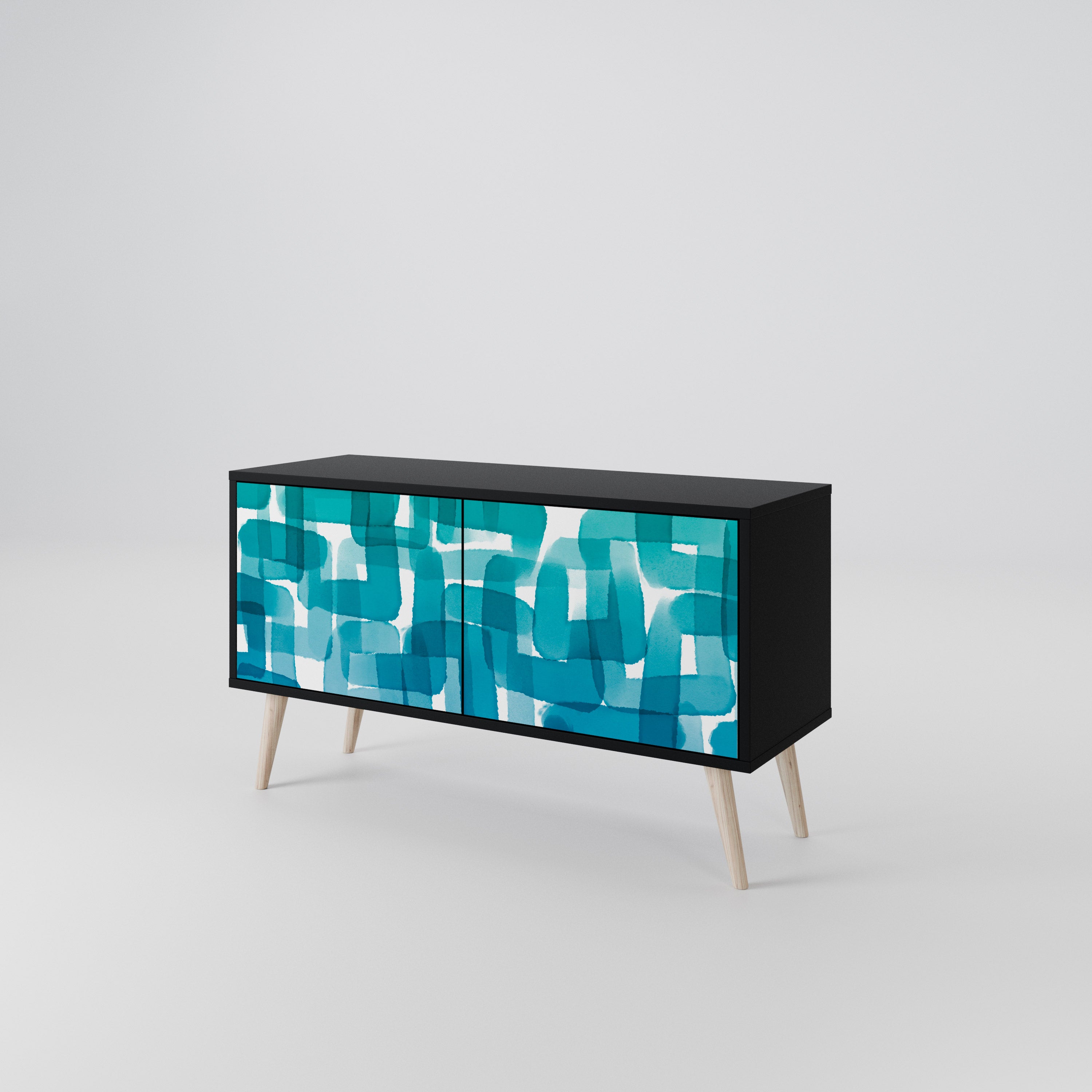 TURQUOISE RECTANGLES Mueble de TV Compacto de 2 puertas