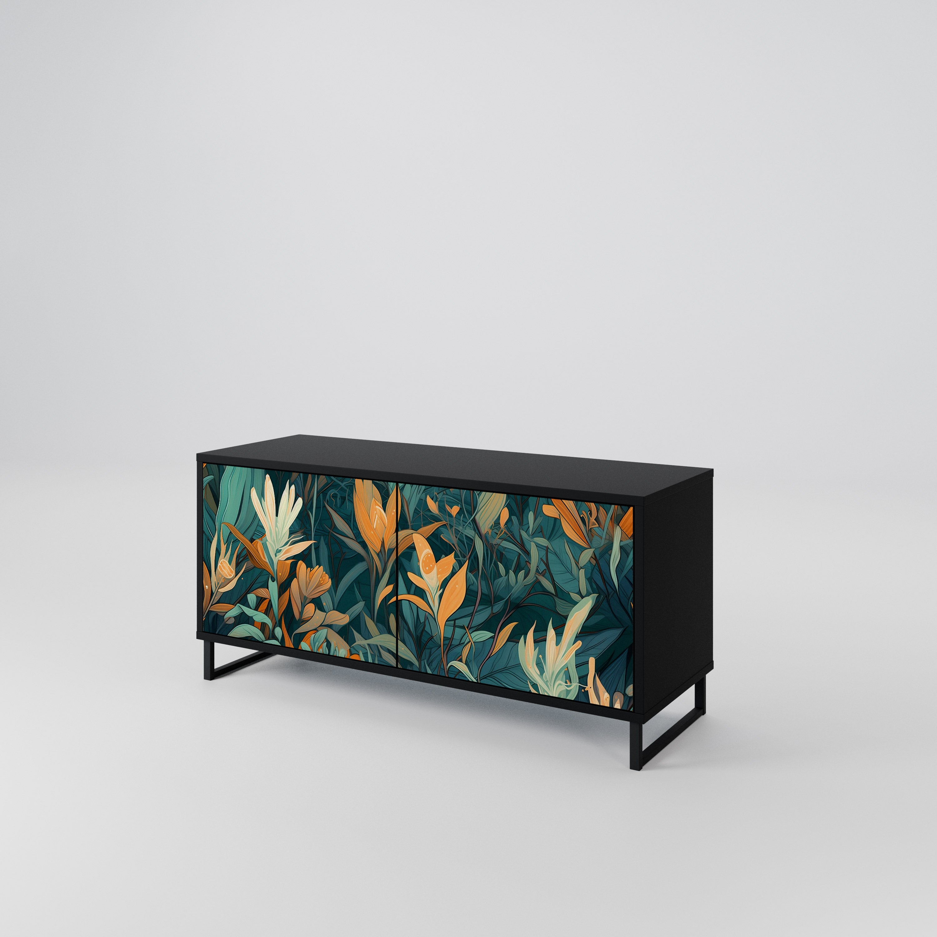 FLORAL SERENITY Mueble de TV Compacto de 2 puertas