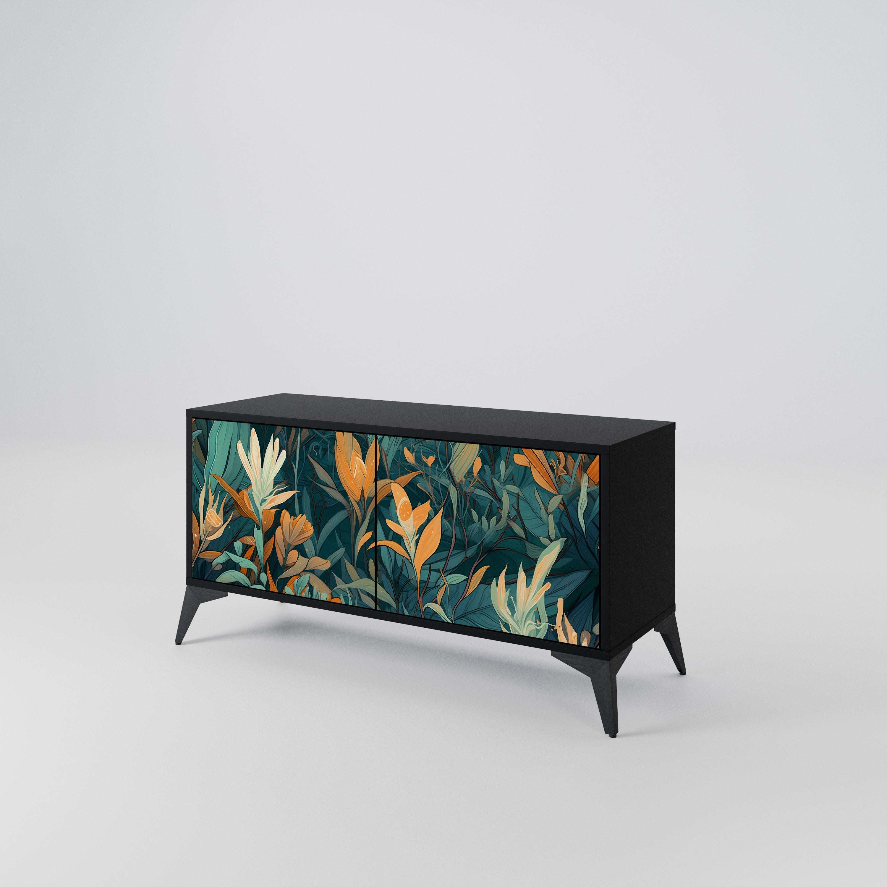 FLORAL SERENITY Mueble de TV Compacto de 2 puertas