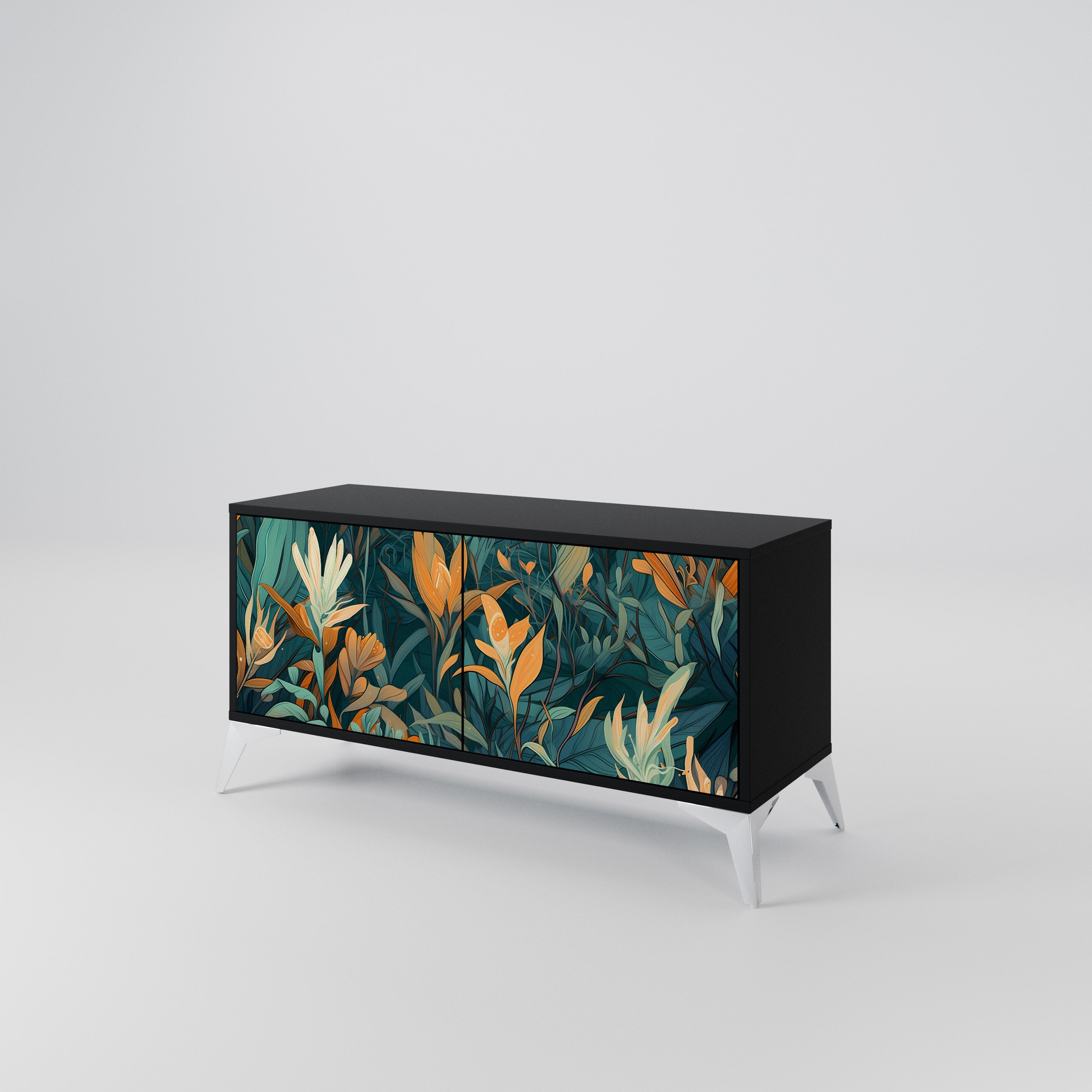 FLORAL SERENITY Mueble de TV Compacto de 2 puertas