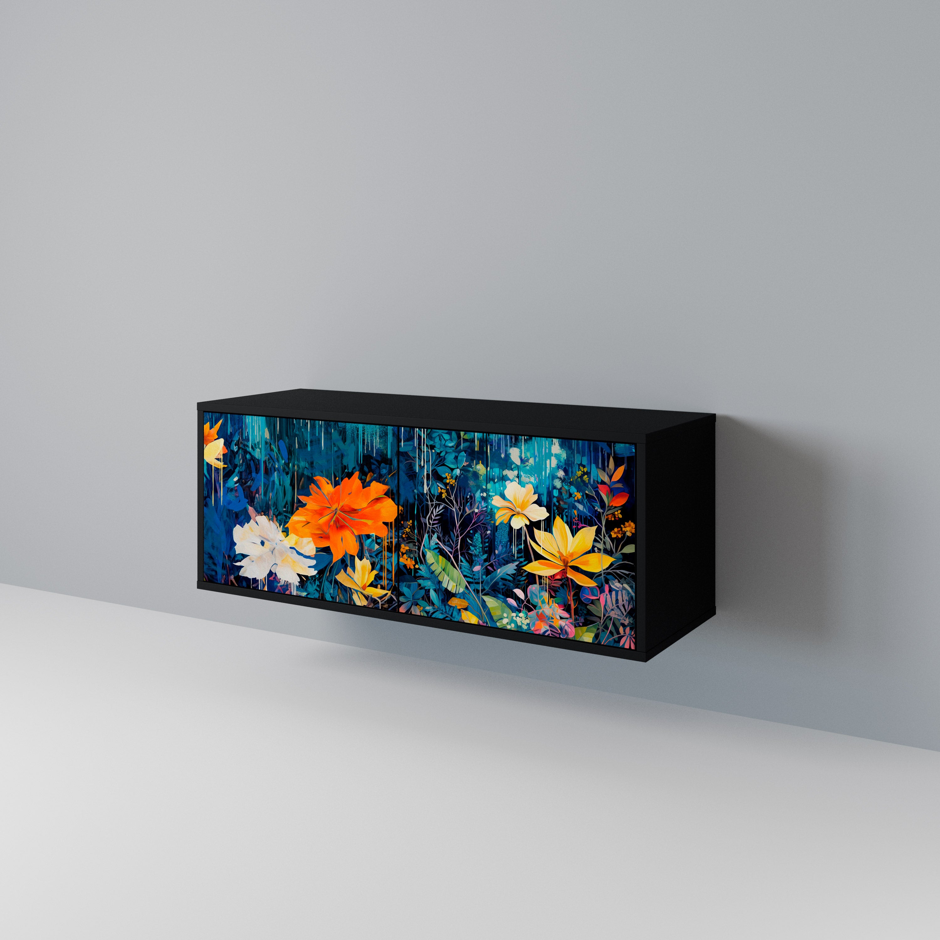 MIDNIGHT BLOSSOM Mueble de TV Compacto de 2 puertas
