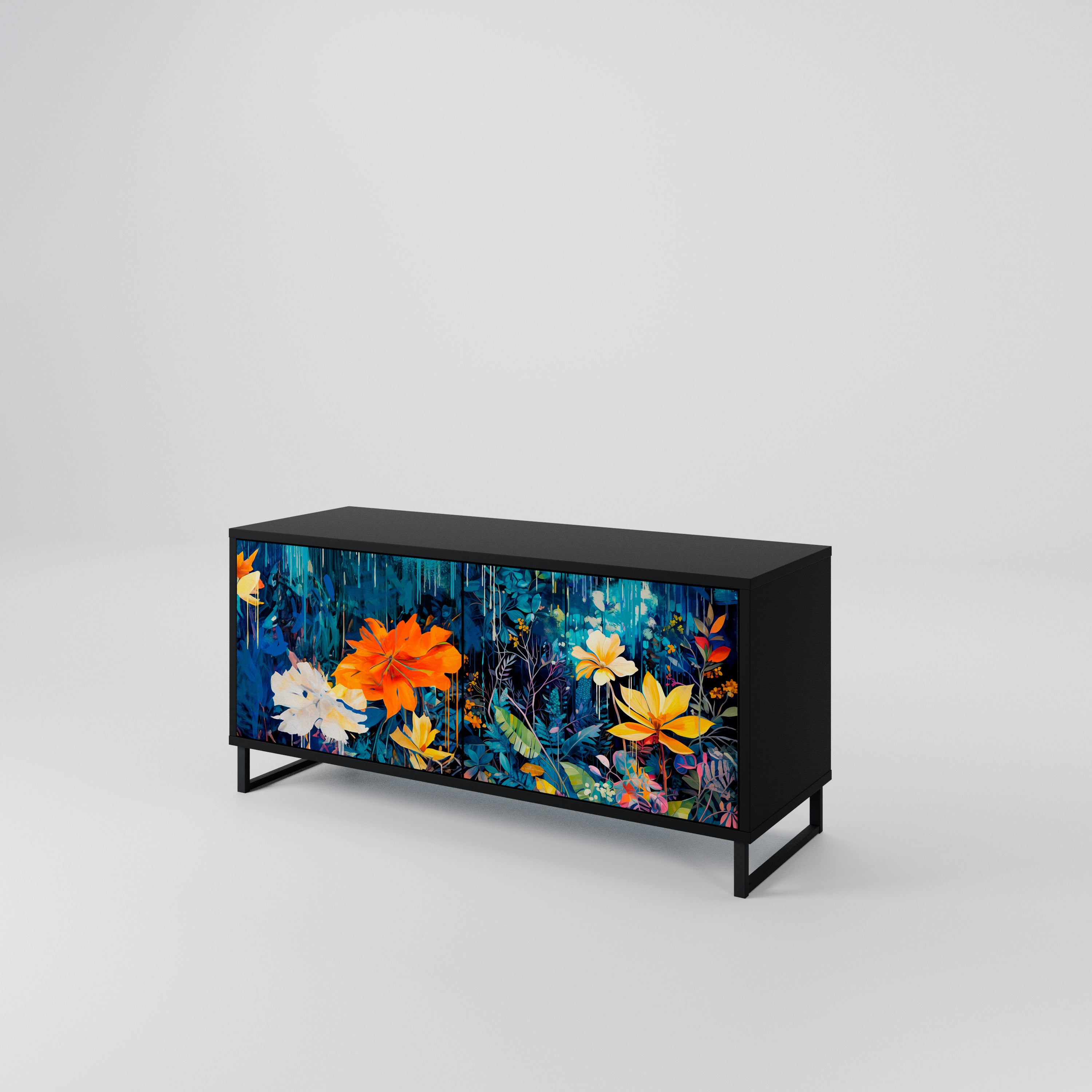 MIDNIGHT BLOSSOM Mueble de TV Compacto de 2 puertas