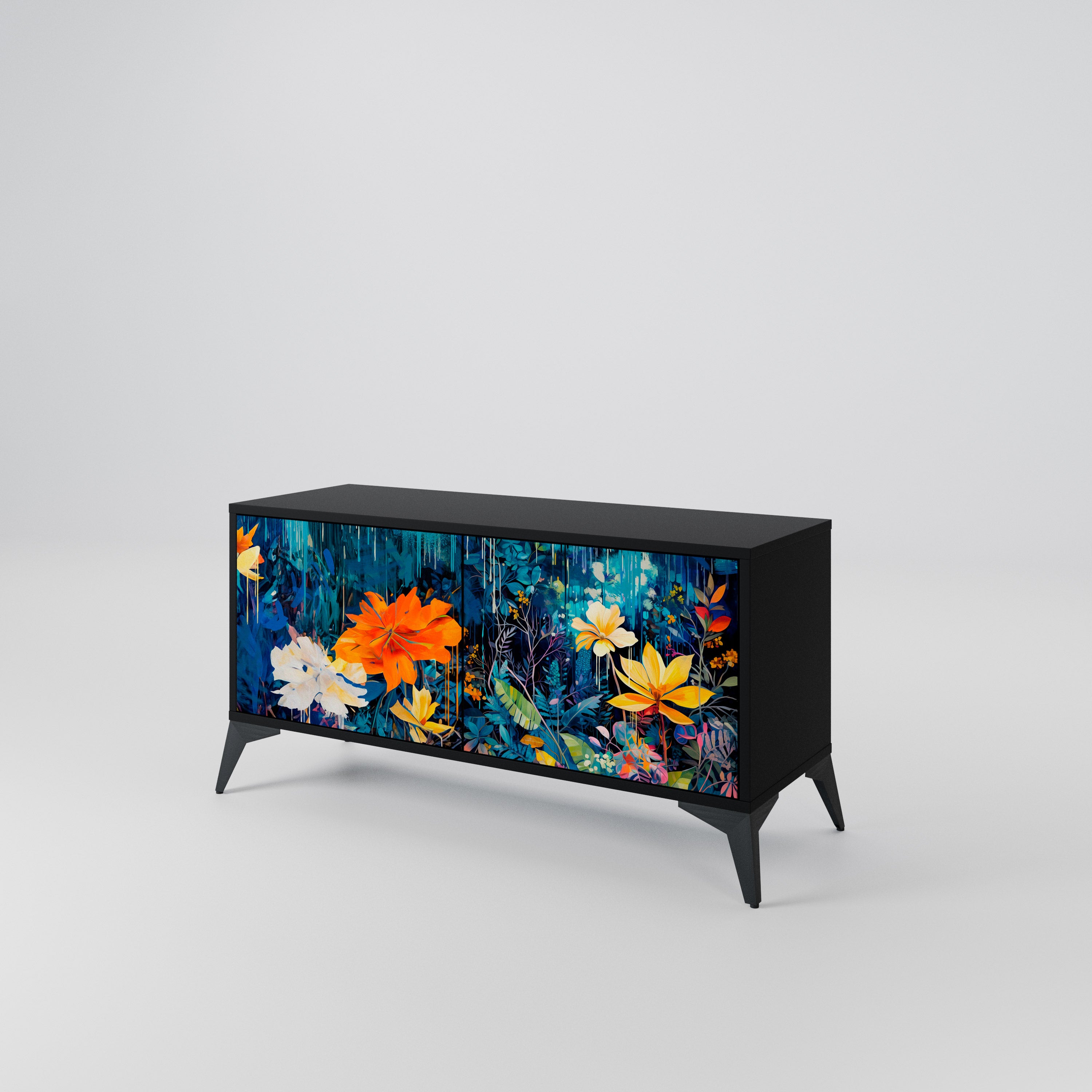 MIDNIGHT BLOSSOM Mueble de TV Compacto de 2 puertas