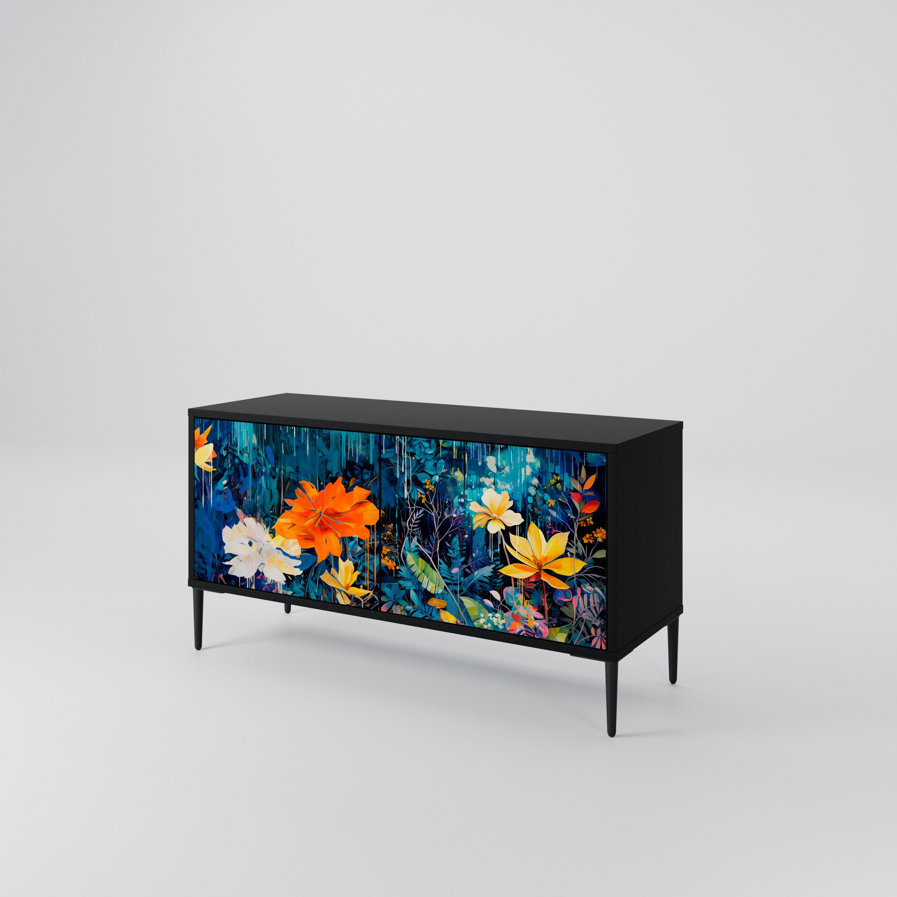 MIDNIGHT BLOSSOM Mueble de TV Compacto de 2 puertas