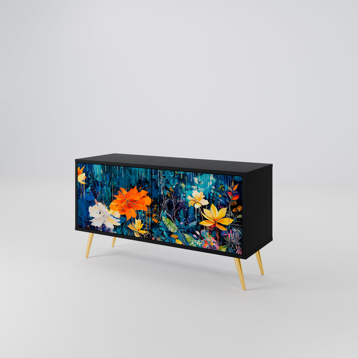 MIDNIGHT BLOSSOM Mueble de TV Compacto de 2 puertas