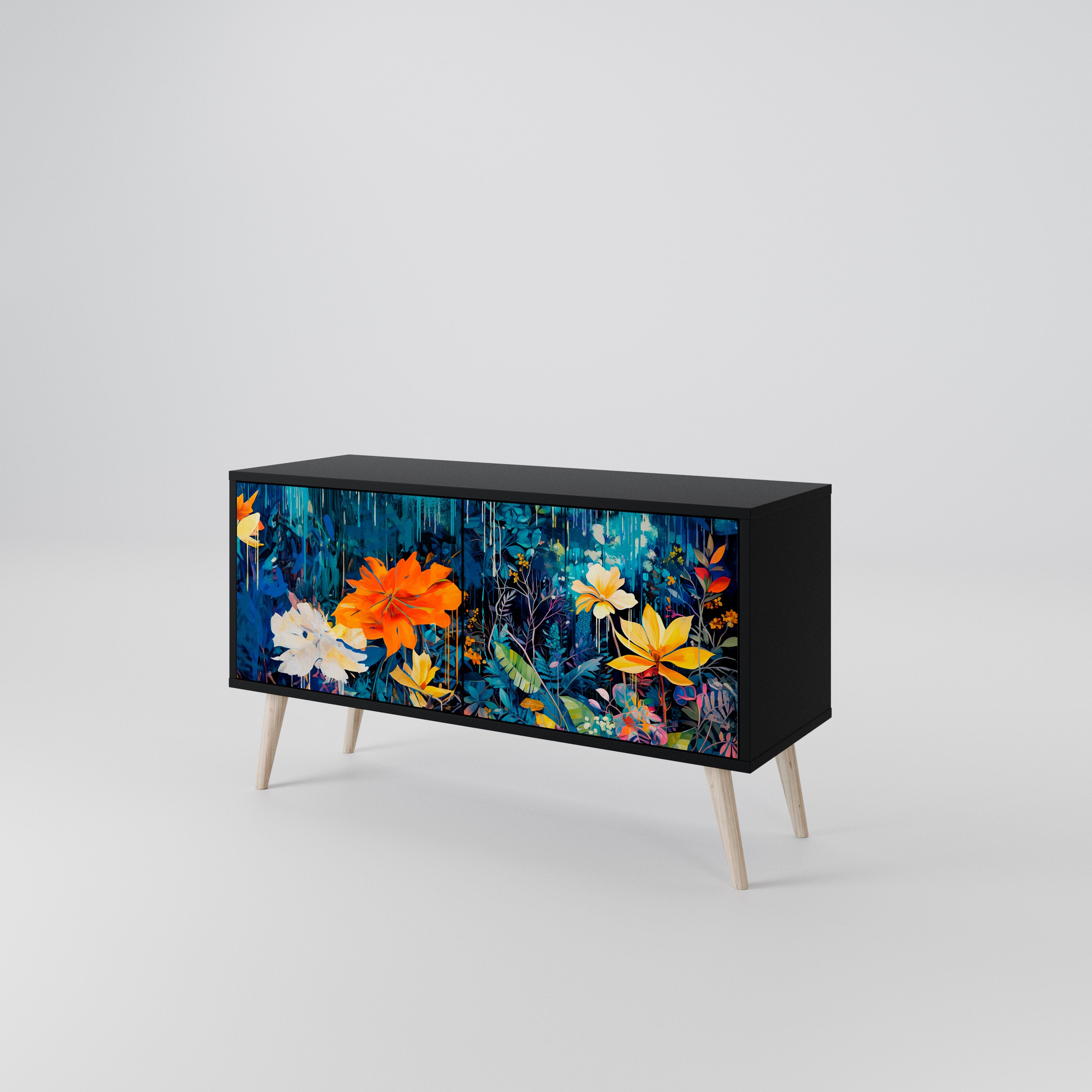 MIDNIGHT BLOSSOM Mueble de TV Compacto de 2 puertas