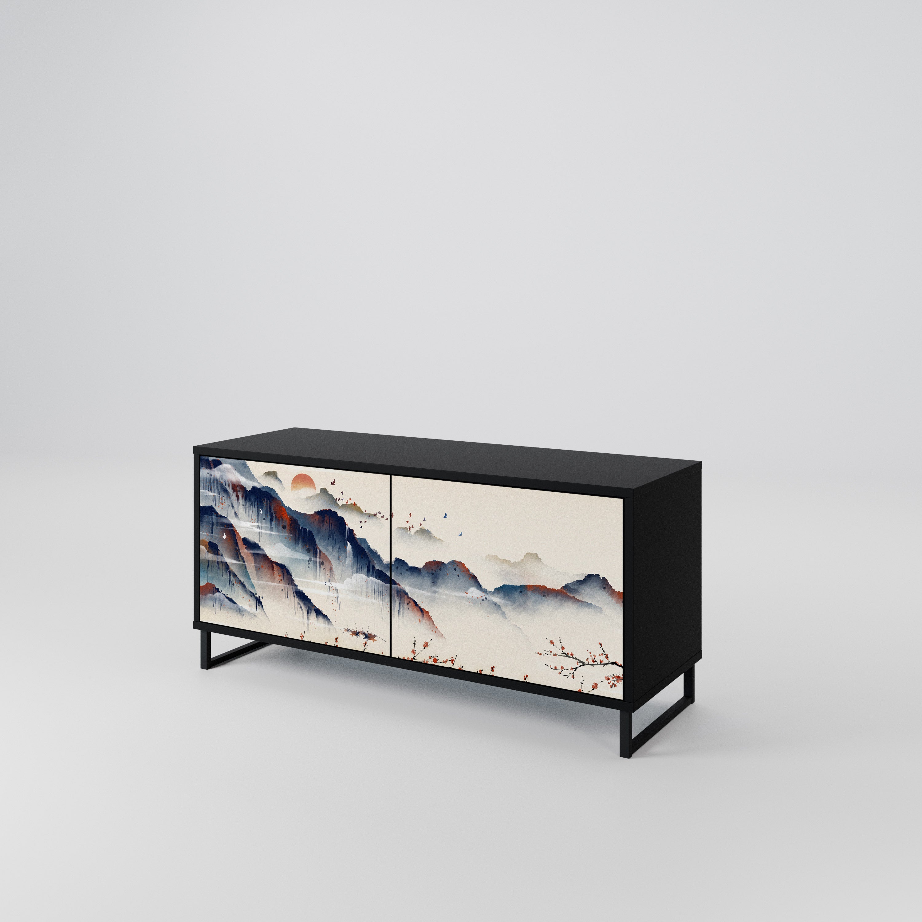 JAPANESE LANDSCAPE Mueble de TV Compacto de 2 puertas