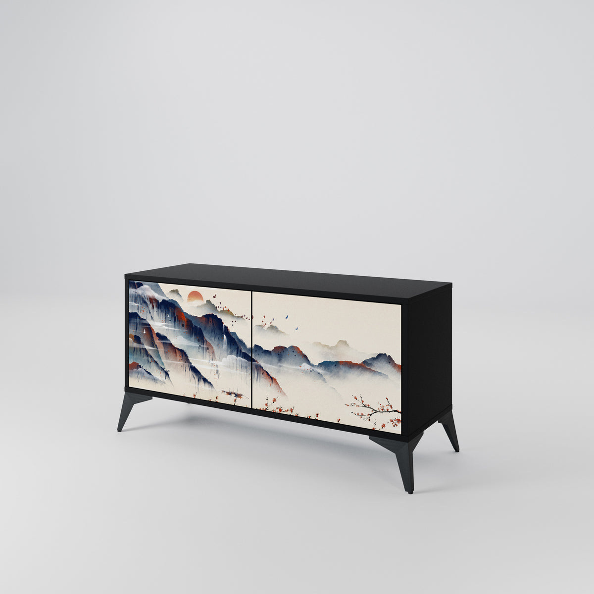 JAPANESE LANDSCAPE Mueble de TV Compacto de 2 puertas