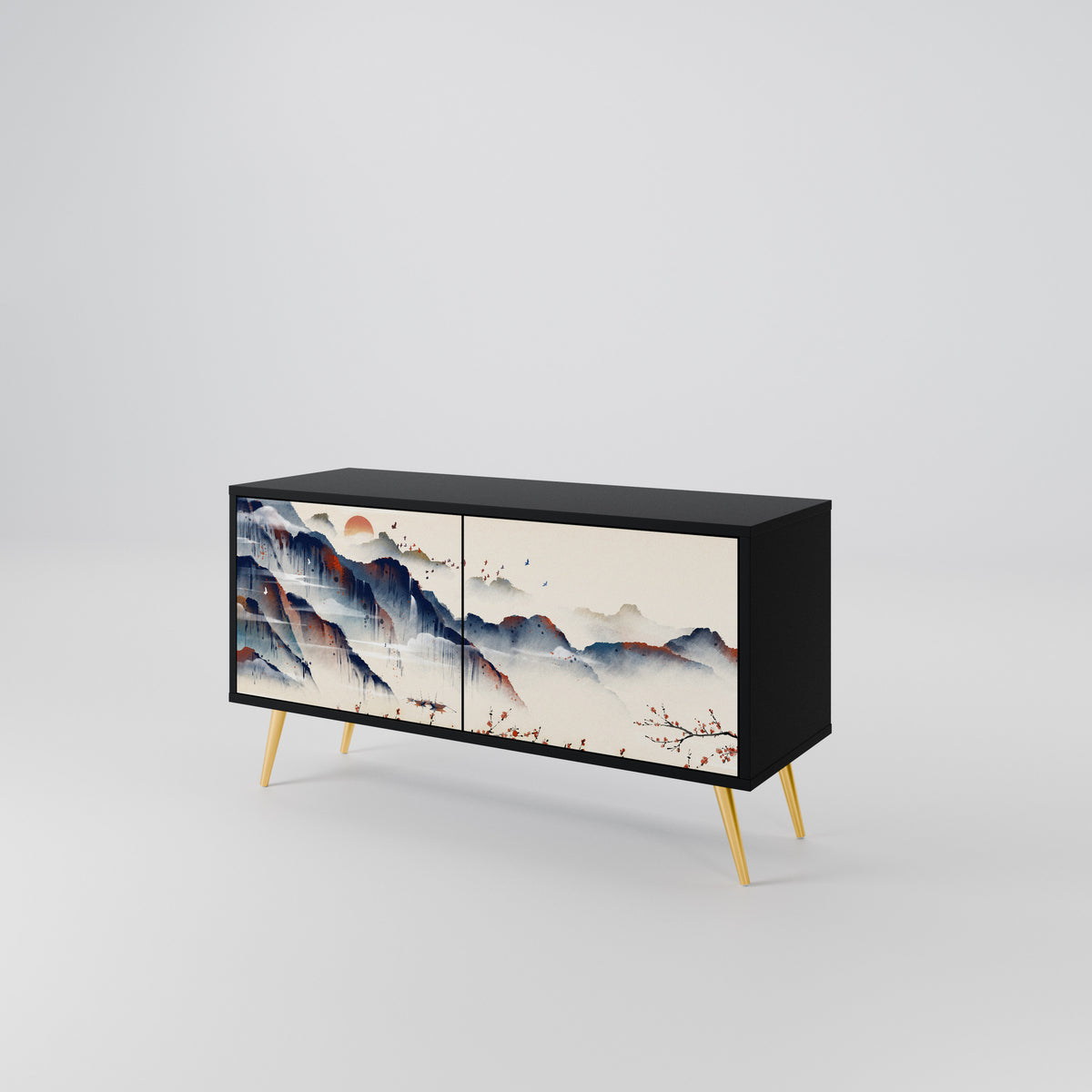 JAPANESE LANDSCAPE Mueble de TV Compacto de 2 puertas