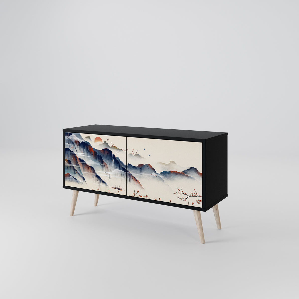 JAPANESE LANDSCAPE Mueble de TV Compacto de 2 puertas