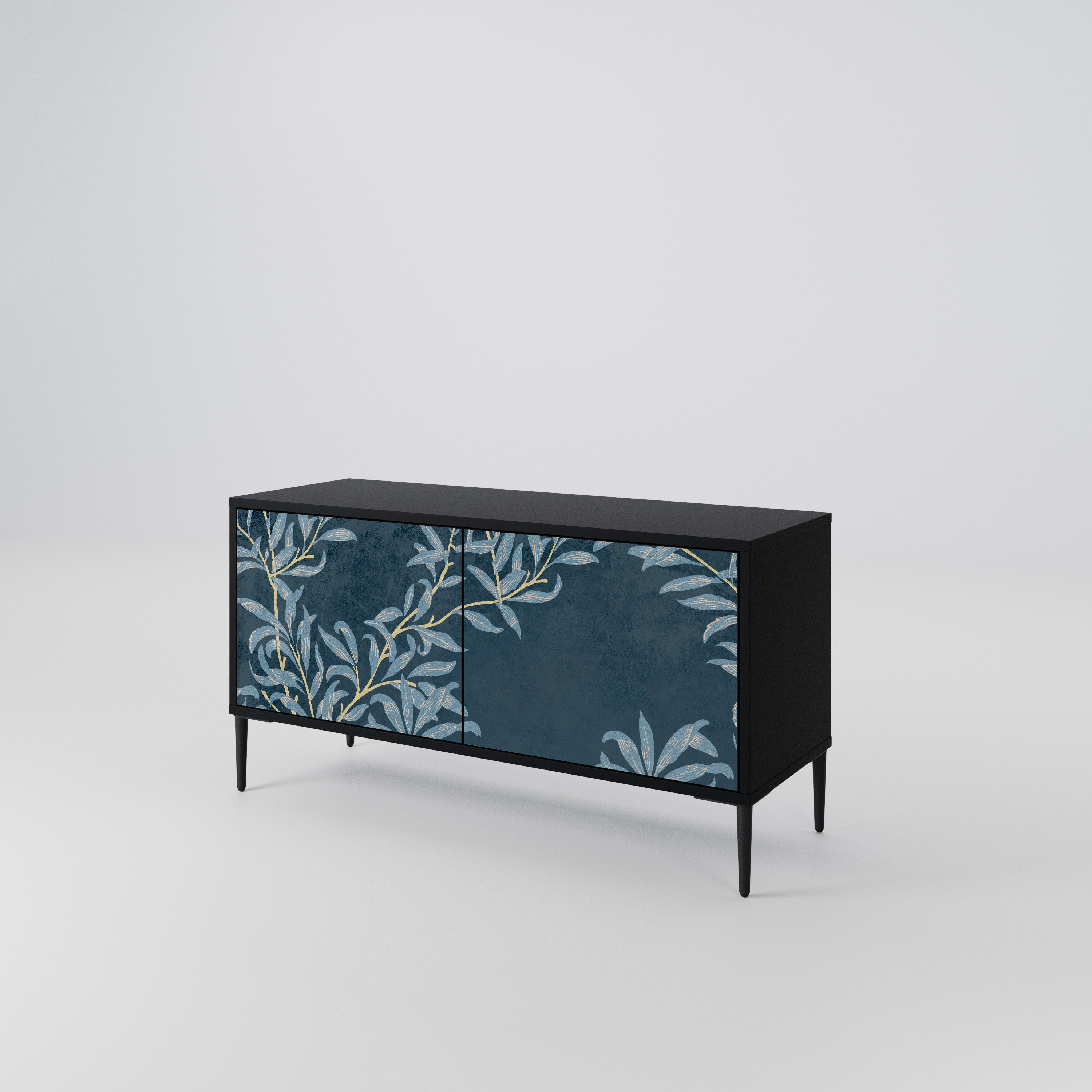 BLUE LEAVES Mueble de TV Compacto de 2 puertas