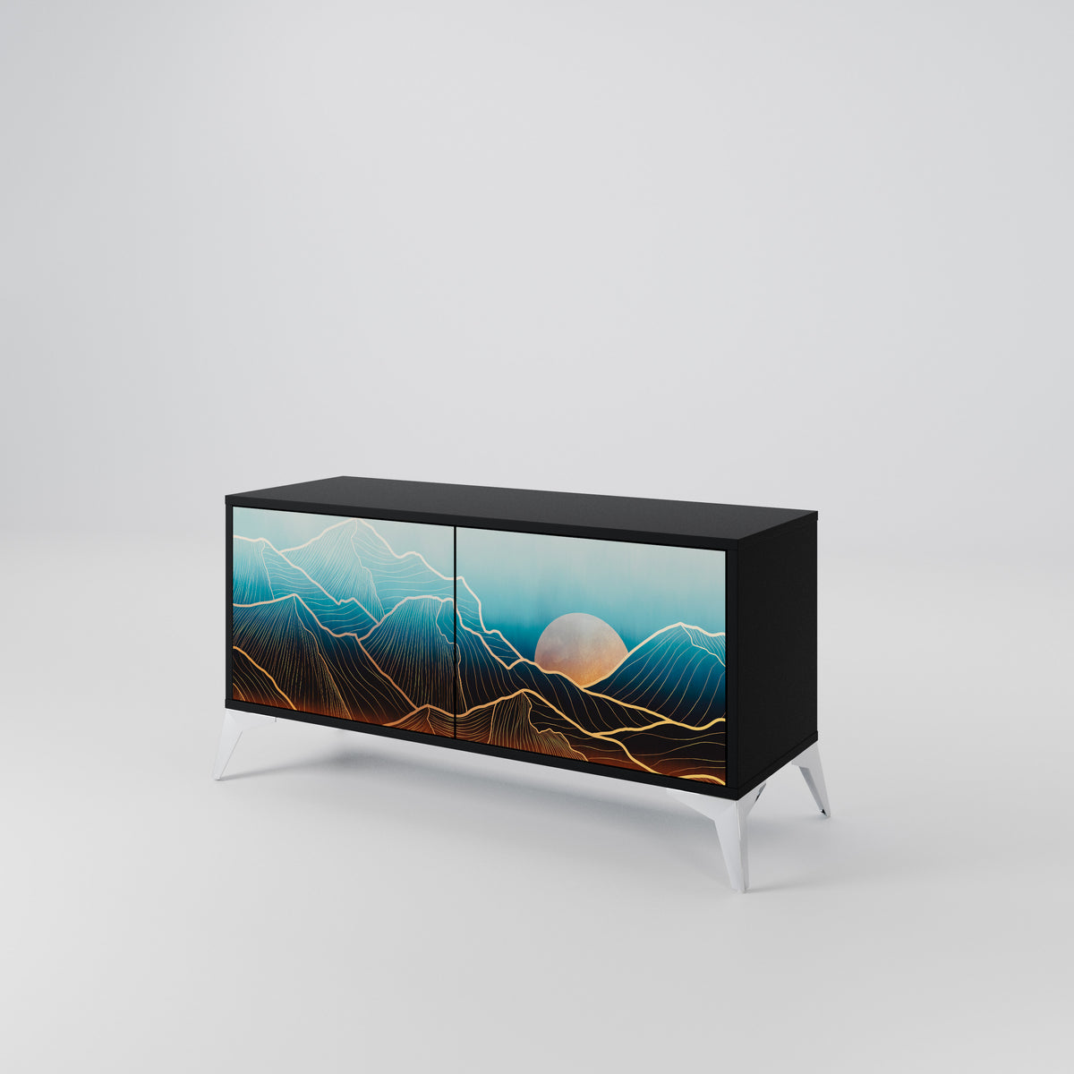 LUNAR SECRETS Mueble de TV Compacto de 2 puertas