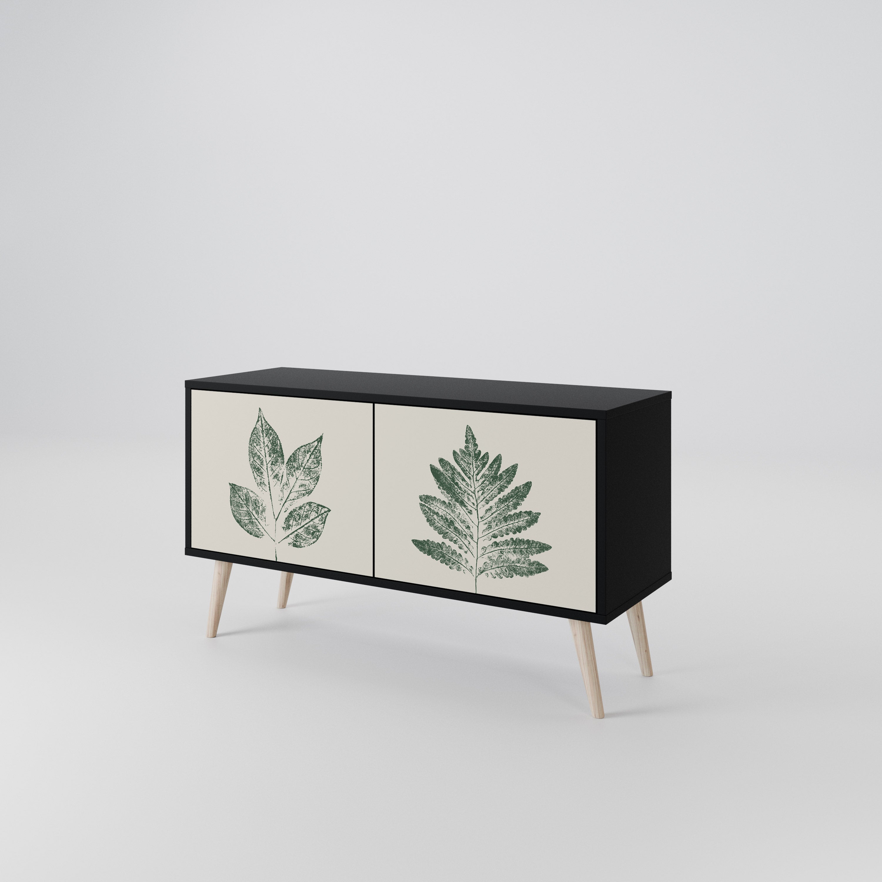 GREEN LEAFY STAMPS Compact 2-Door TV Cabinet
