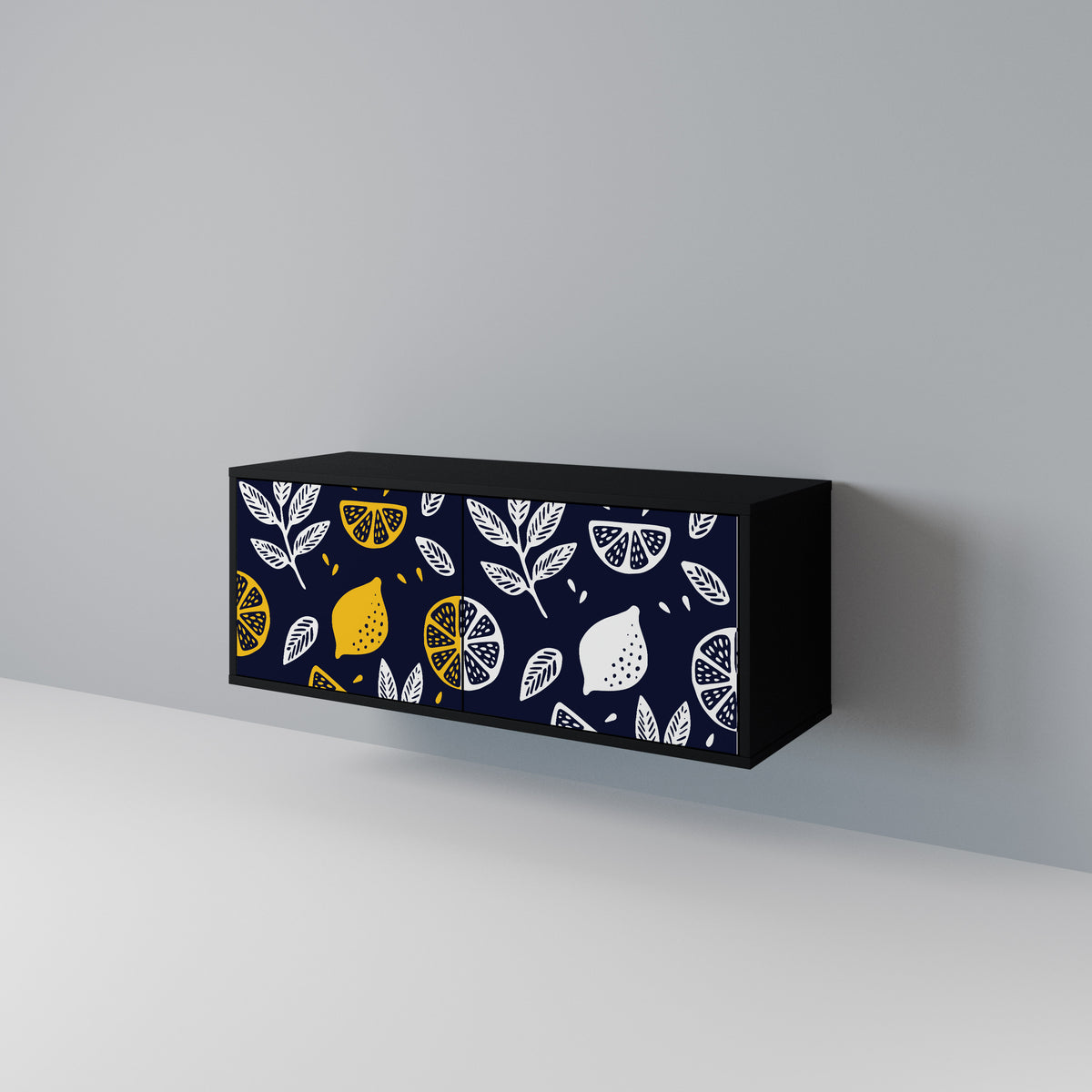 CITRUS BLACK AND WHITE Mueble de TV Compacto de 2 puertas