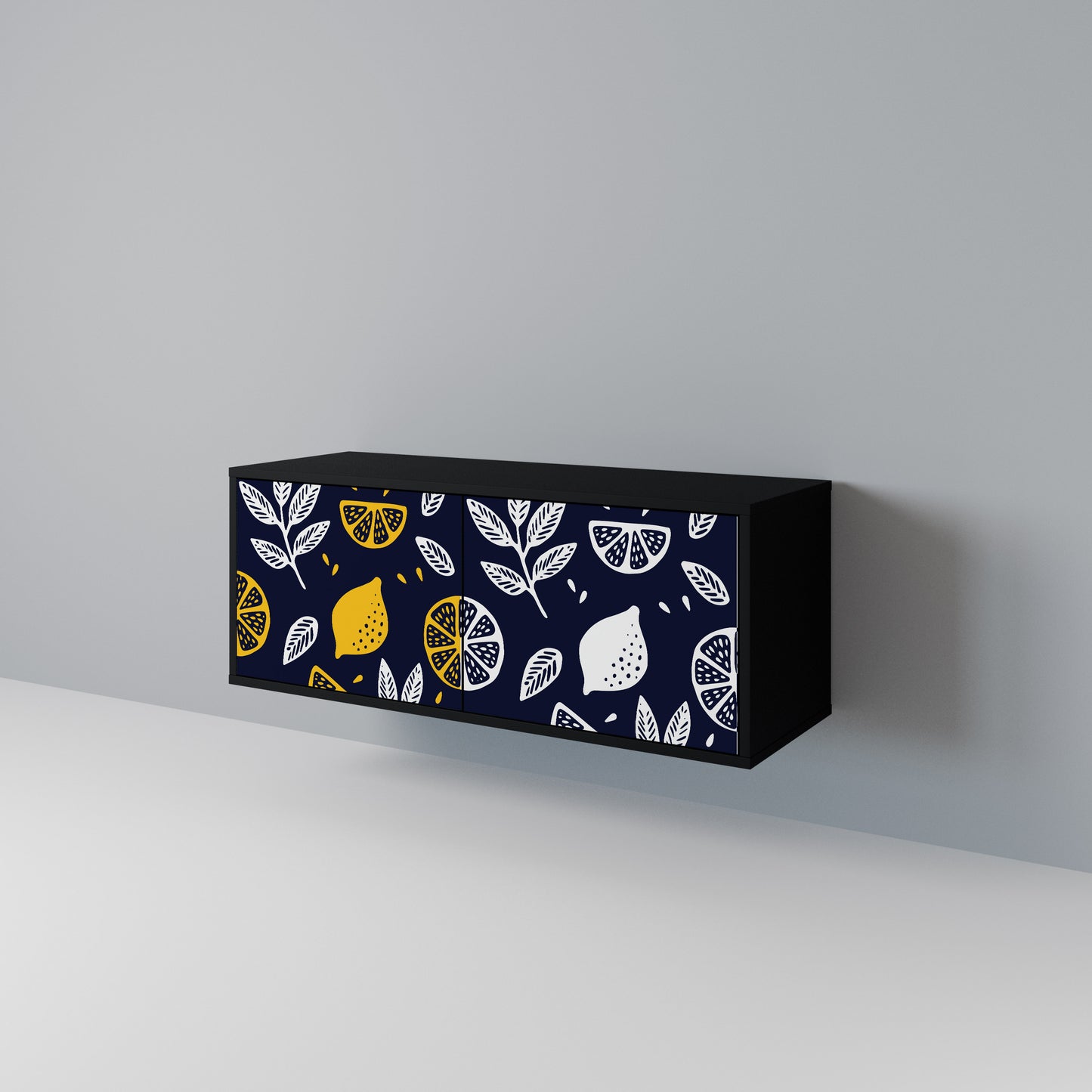 CITRUS BLACK AND WHITE Mueble de TV Compacto de 2 puertas