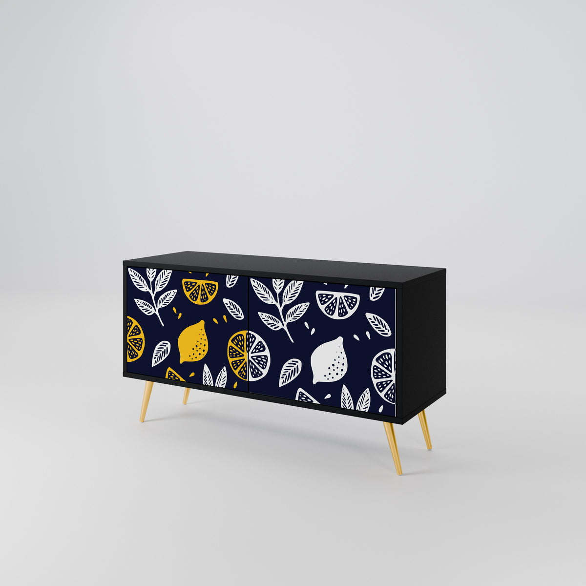 CITRUS BLACK AND WHITE Mueble de TV Compacto de 2 puertas