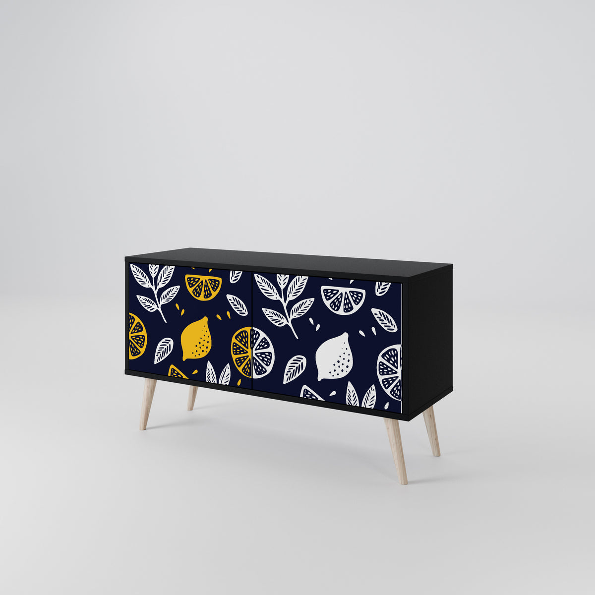CITRUS BLACK AND WHITE Mueble de TV Compacto de 2 puertas