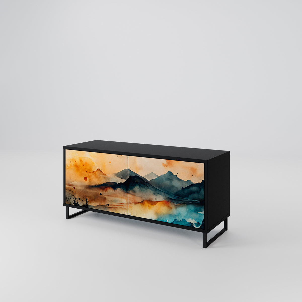 OMINOUS MOUNTAINS Mueble de TV Compacto de 2 puertas