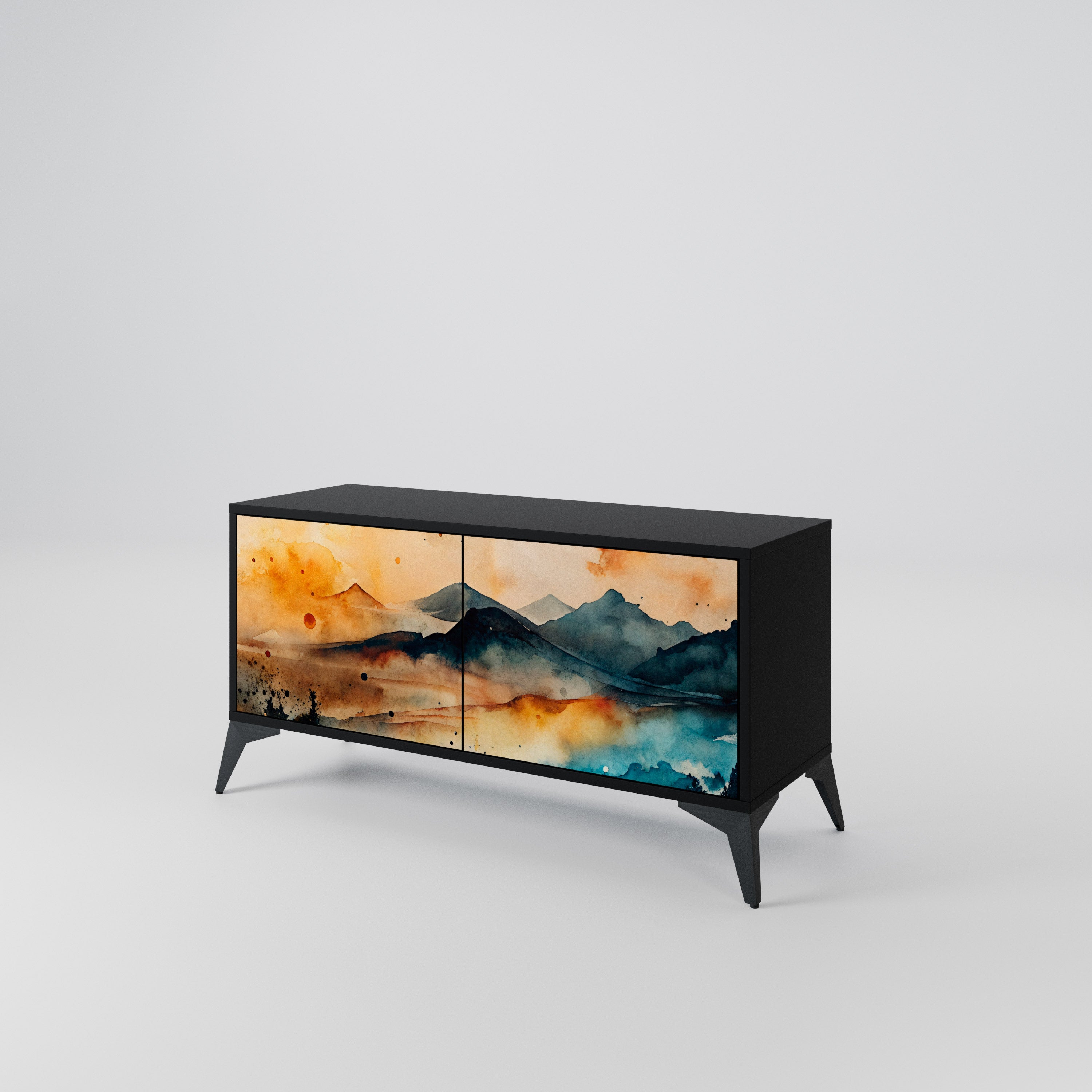 OMINOUS MOUNTAINS Compact 2-Door TV Cabinet