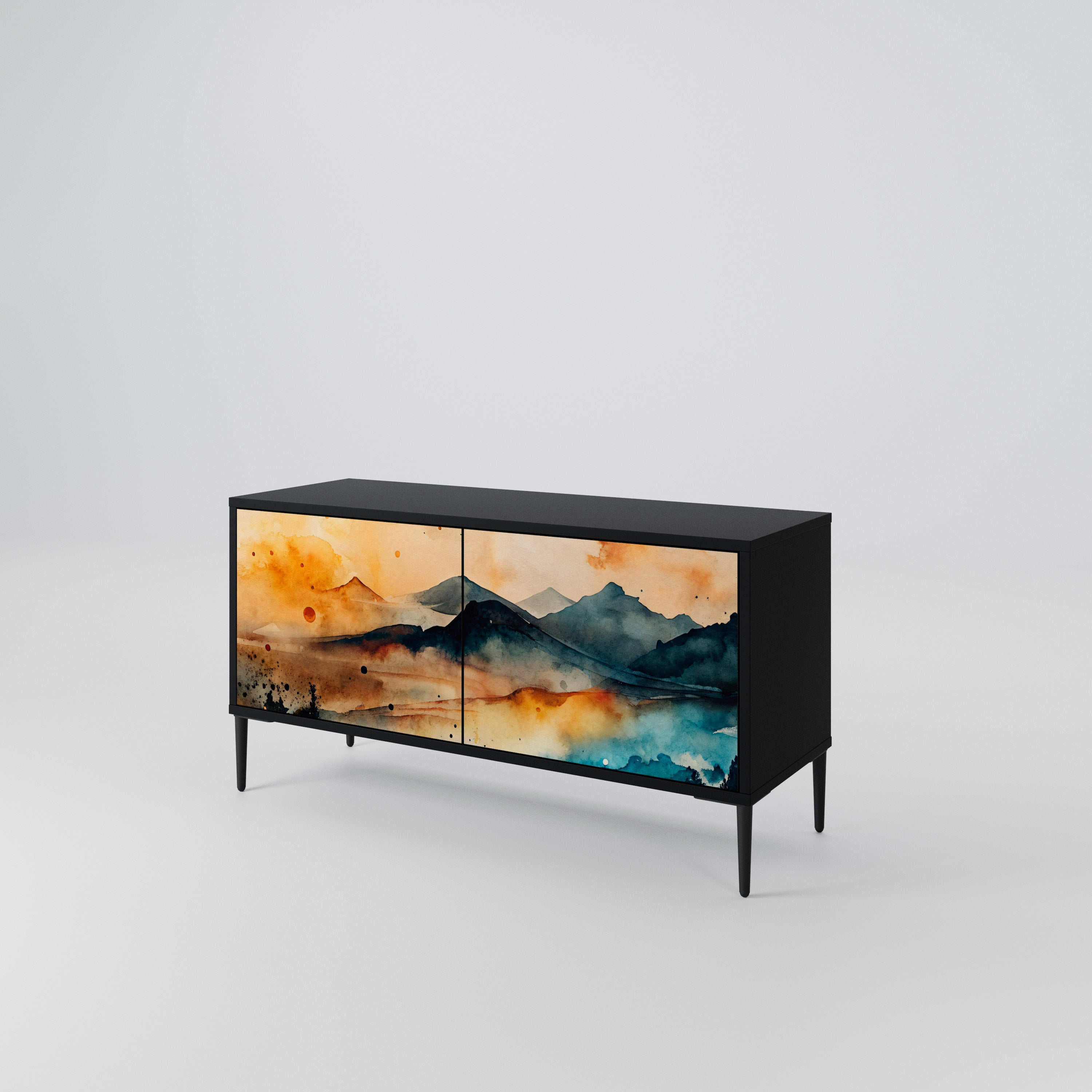 OMINOUS MOUNTAINS Compact 2-Door TV Cabinet