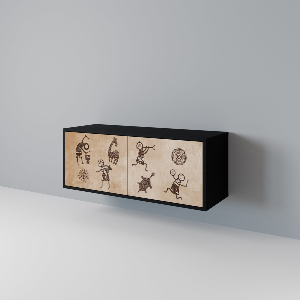 AFRICAN STYLE Mueble de TV Compacto de 2 puertas