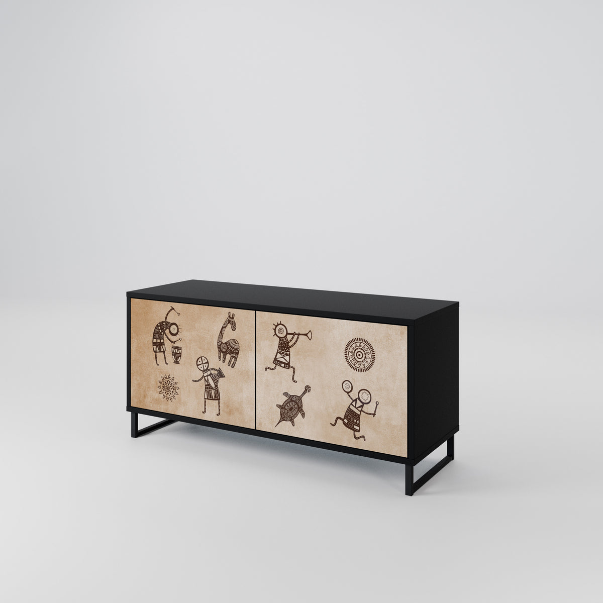 AFRICAN STYLE Mueble de TV Compacto de 2 puertas
