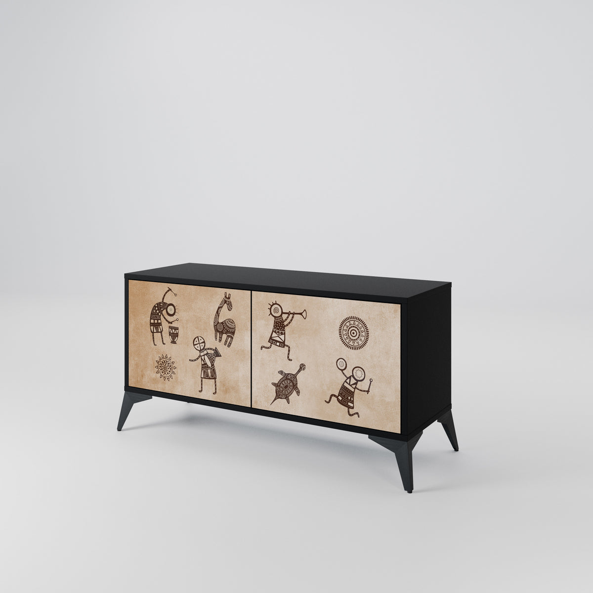 AFRICAN STYLE Mueble de TV Compacto de 2 puertas