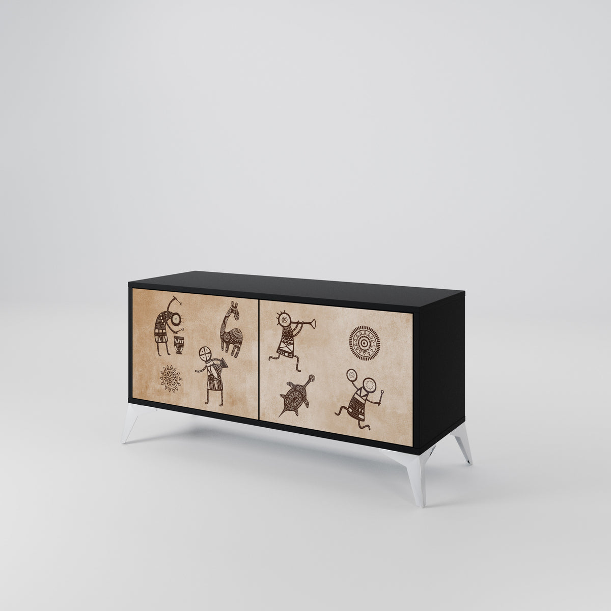 AFRICAN STYLE Mueble de TV Compacto de 2 puertas