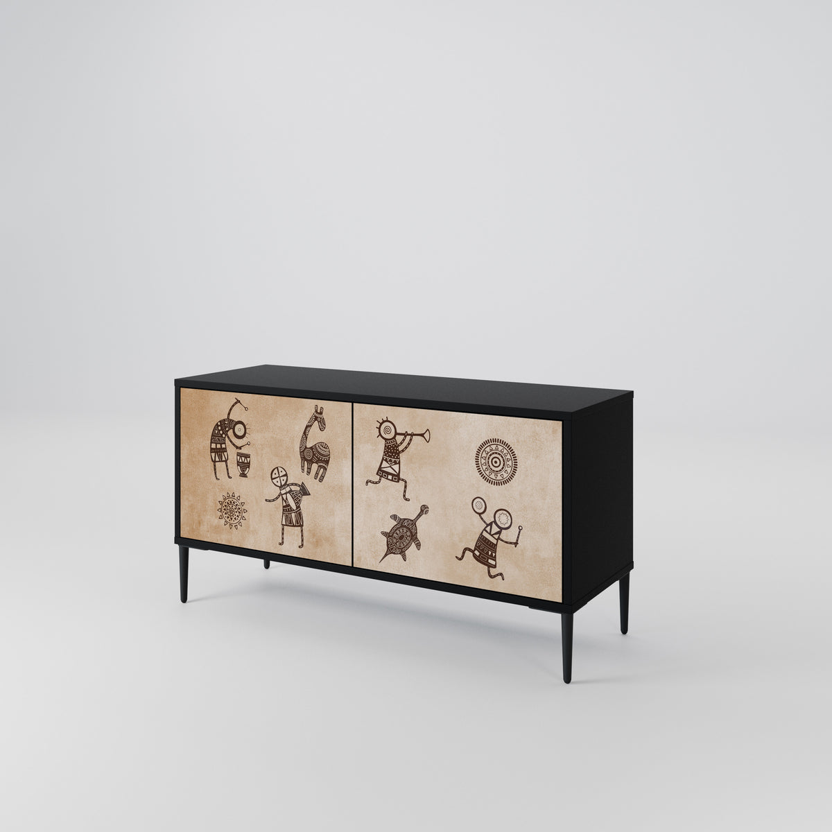 AFRICAN STYLE Mueble de TV Compacto de 2 puertas