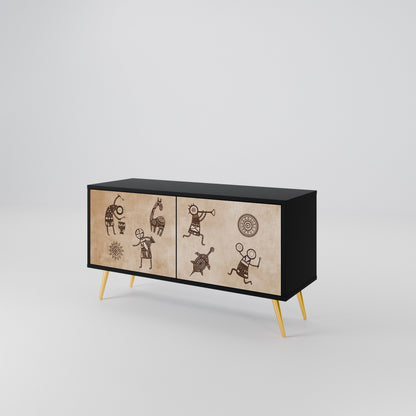 AFRICAN STYLE Mueble de TV Compacto de 2 puertas