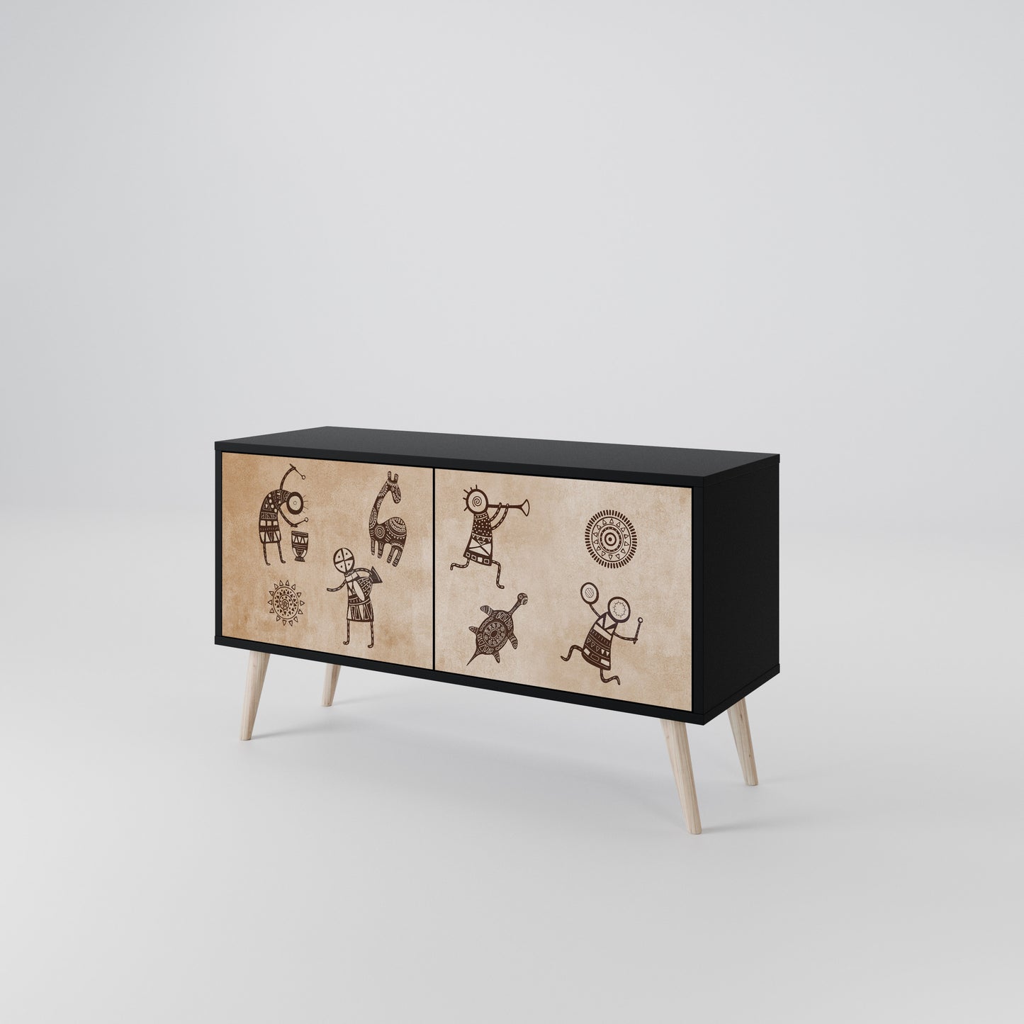 AFRICAN STYLE Mueble de TV Compacto de 2 puertas